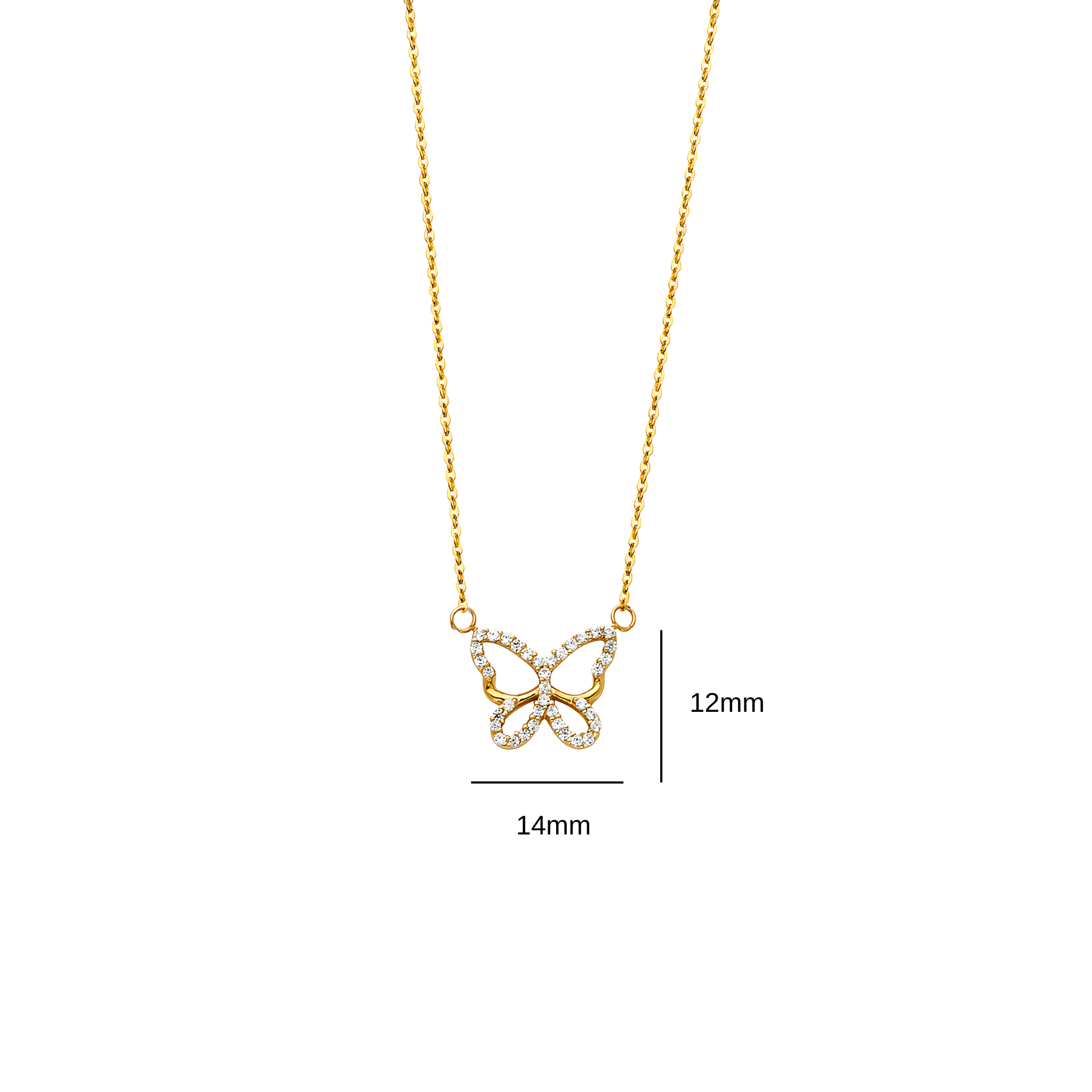 fine gold chain necklace with diamond butterfly pendant