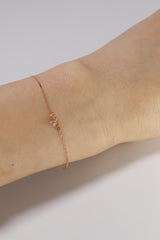 14K Solid Gold CZ Box Chain Bracelet - Pretty At Sam