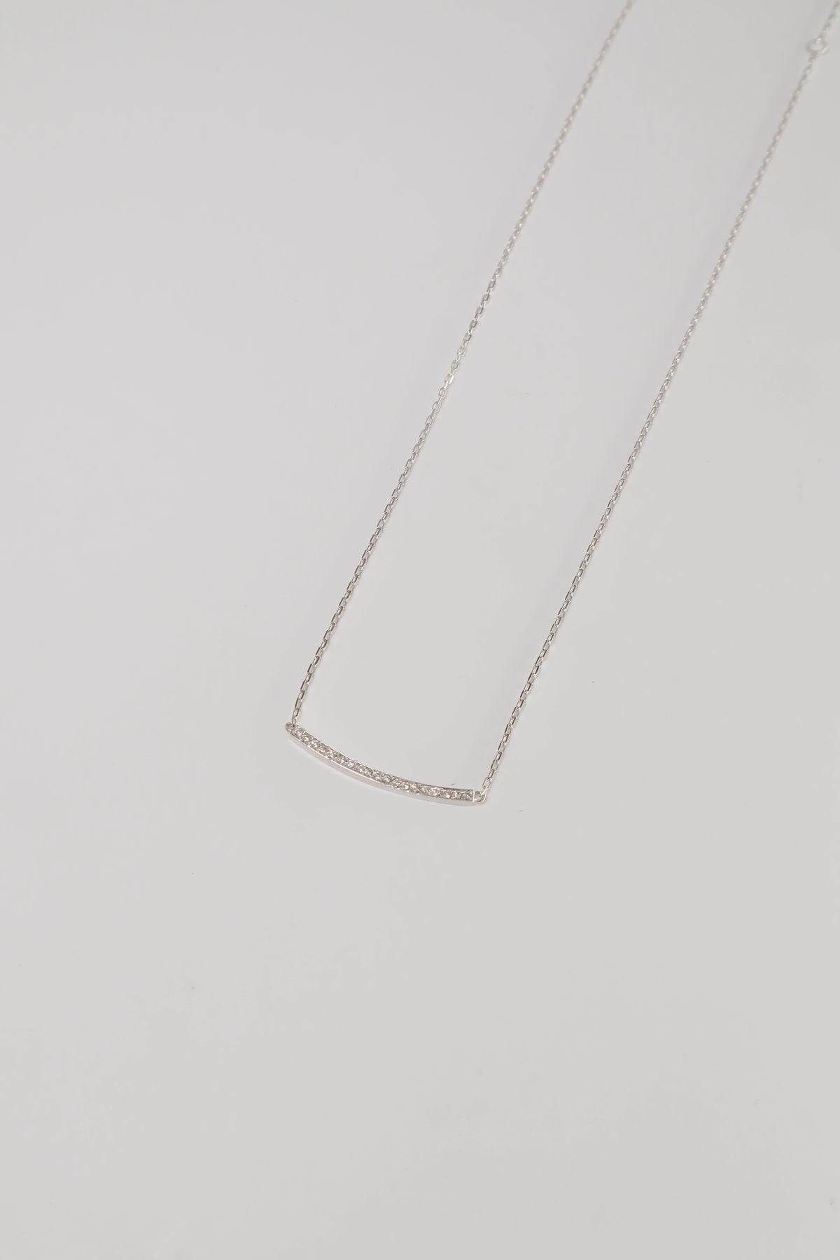 14k Solid Gold Natural Diamond Smile Curve Pave Necklace - Pretty At Sam