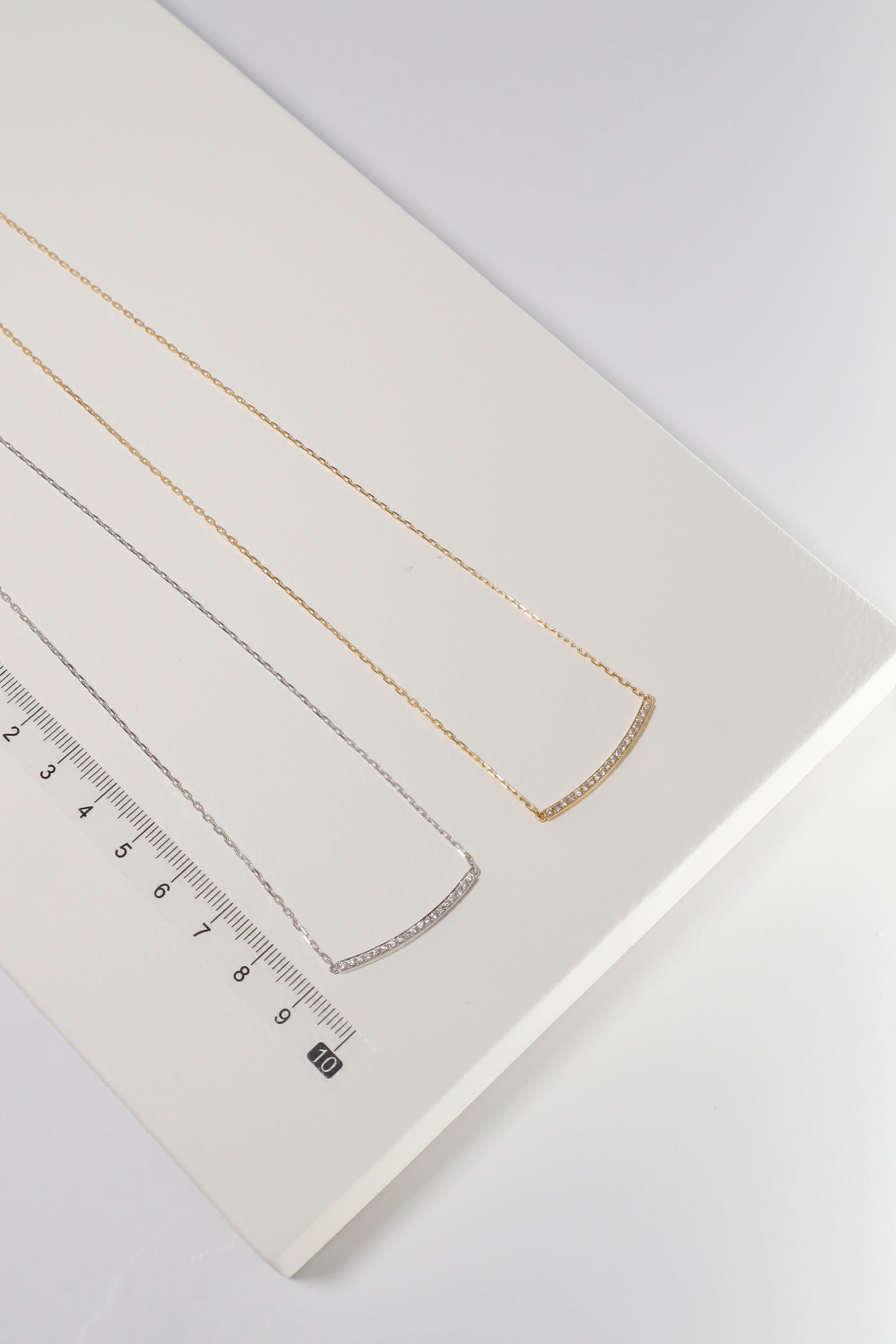 14k Solid Gold Natural Diamond Smile Curve Pave Necklace - Pretty At Sam