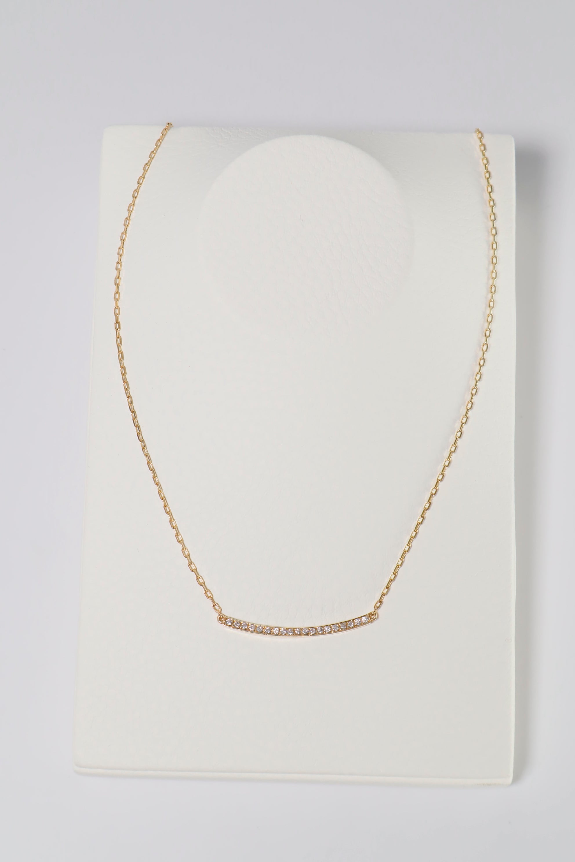 14k Solid Gold Natural Diamond Smile Curve Pave Necklace - Pretty At Sam