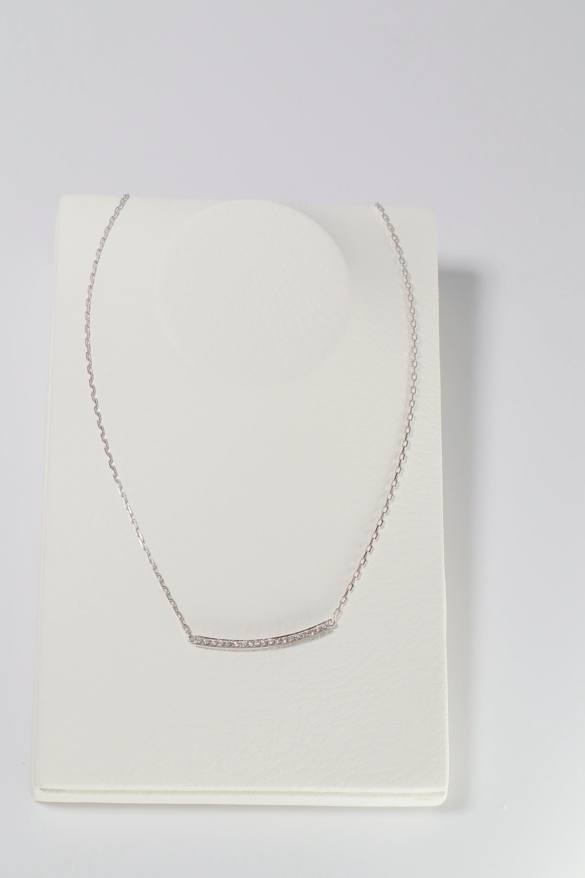 14k Solid Gold Natural Diamond Smile Curve Pave Necklace - Pretty At Sam