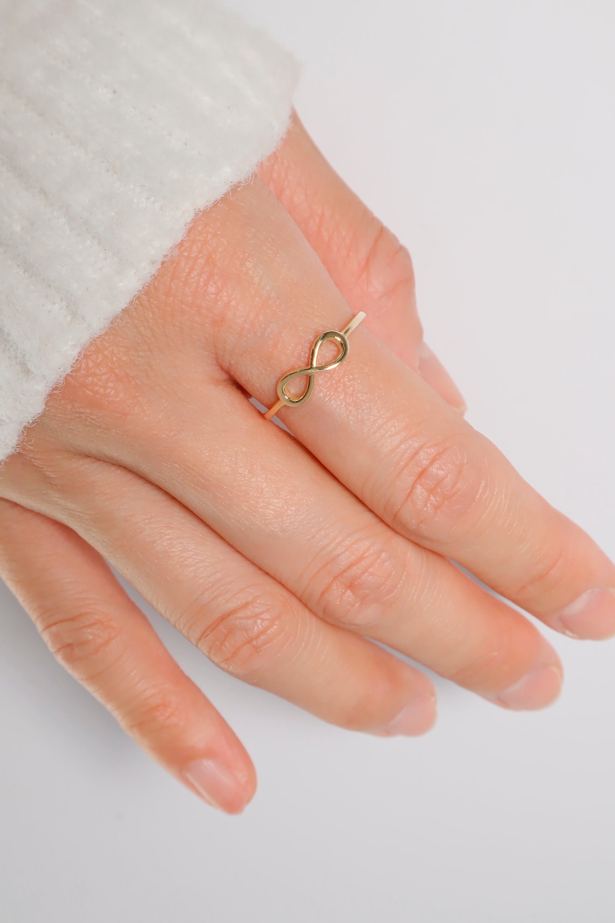 Infinity Stackable Ring 14K Solid Gold M Infinity Stackable Ring – Pretty At Sam