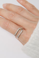 14K Solid Gold Double Side Pave Stone Bold Ring - Pretty At Sam