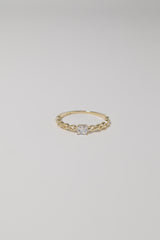 14K Solid Gold CZ Square Chain Linked Stackable Ring - Pretty At Sam