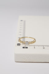 14K Solid Gold CZ Square Chain Linked Stackable Ring - Pretty At Sam