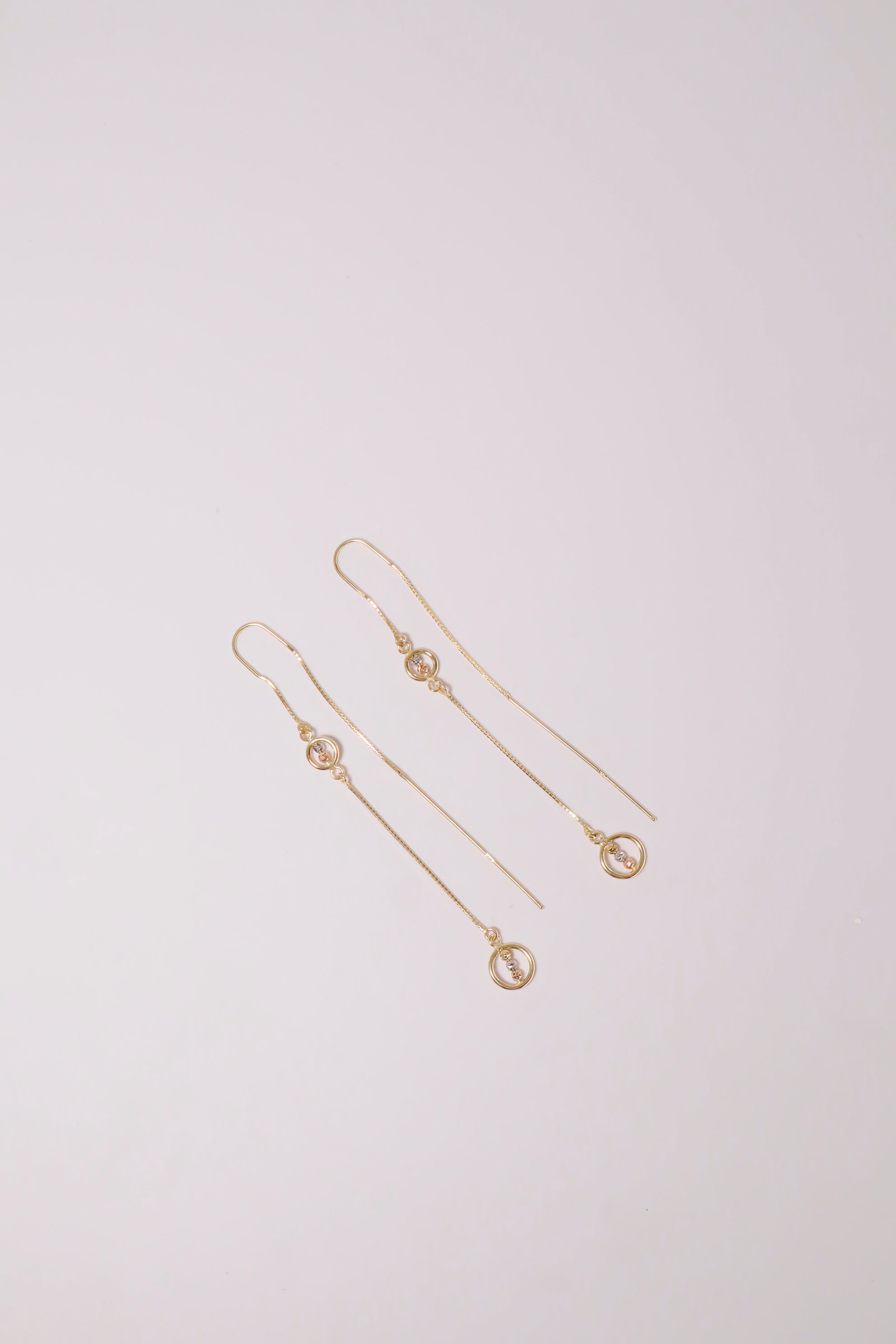 14K Solid Gold 3 Colors Box Chain Dangle Hook Threader Earring – Pretty ...