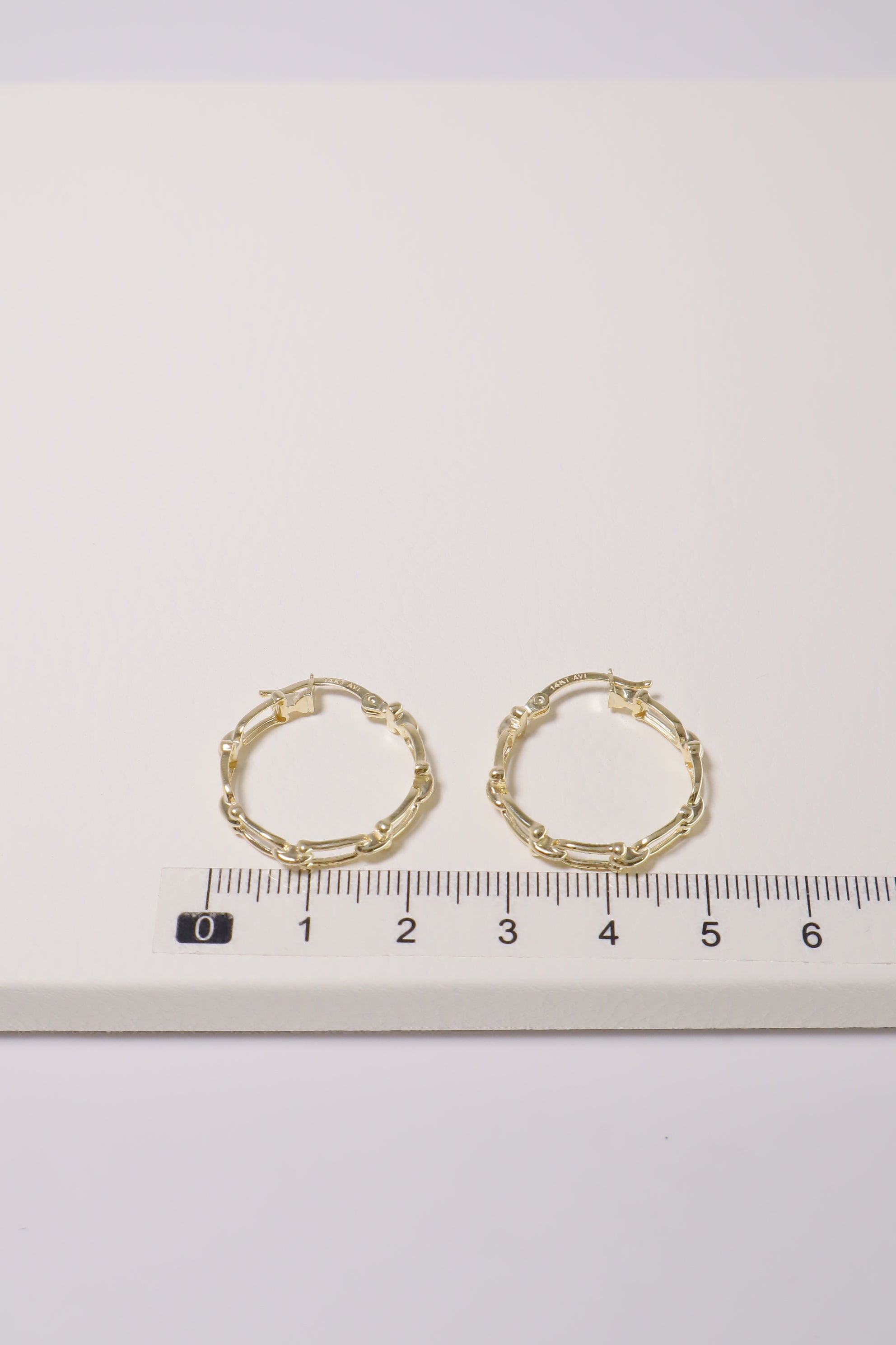 14K Solid Gold 200mm Chain Latch Back Hoop Earring - Pretty At Sam