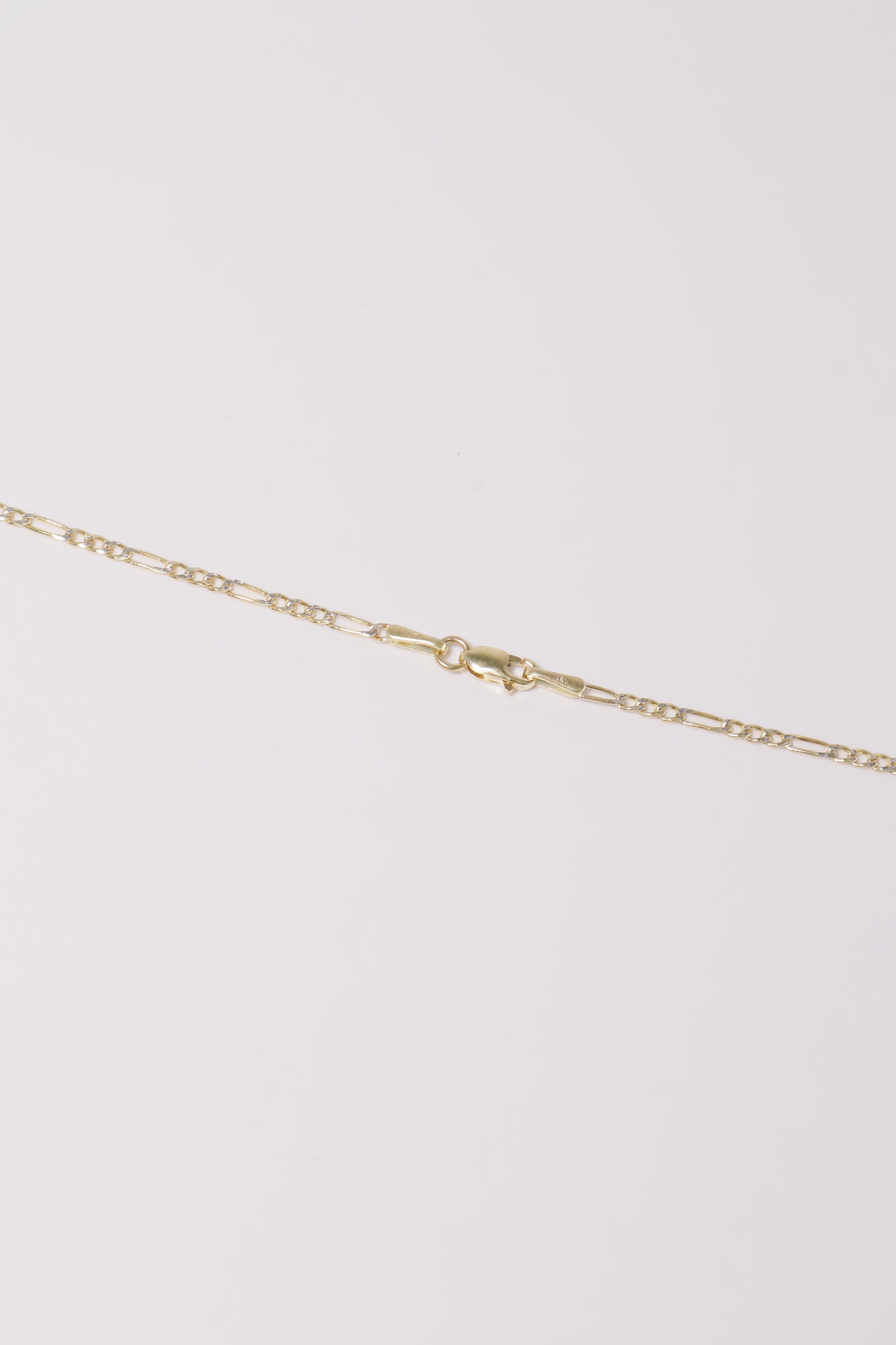 14K Solid Gold Flat Figaro Chain 16" Necklace - Pretty At Sam