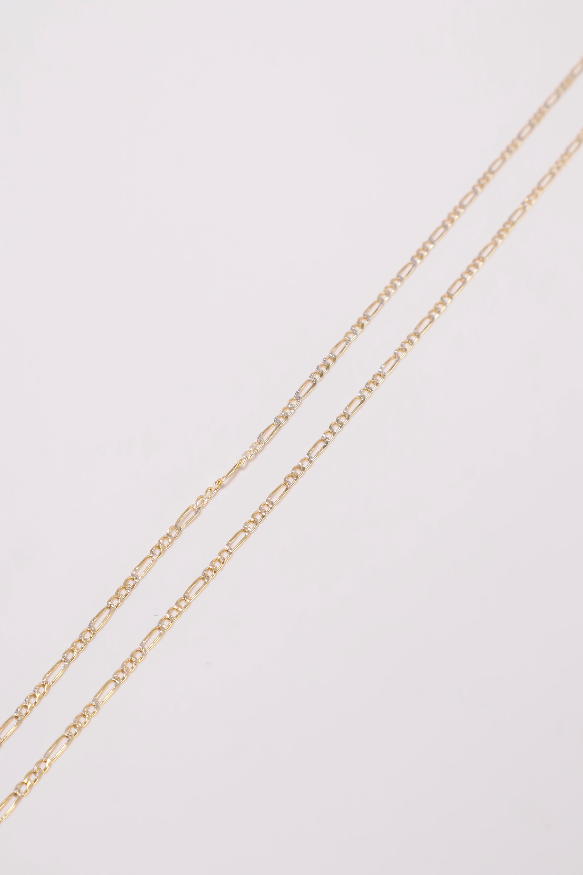 14K Solid Gold Flat Figaro Chain 16" Necklace - Pretty At Sam