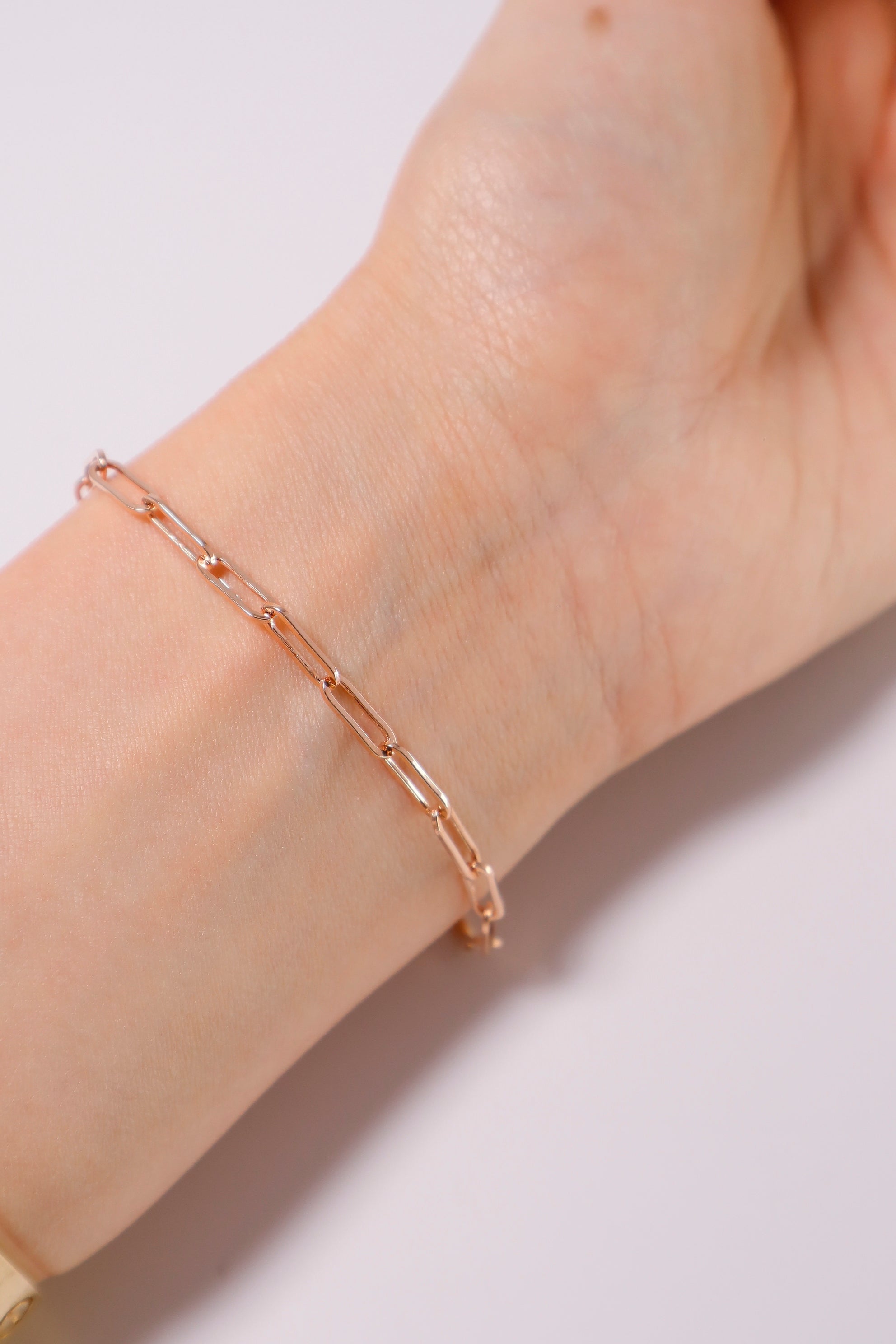 14K Solid Gold Paper Clip 8mm Bracelet - Pretty At Sam