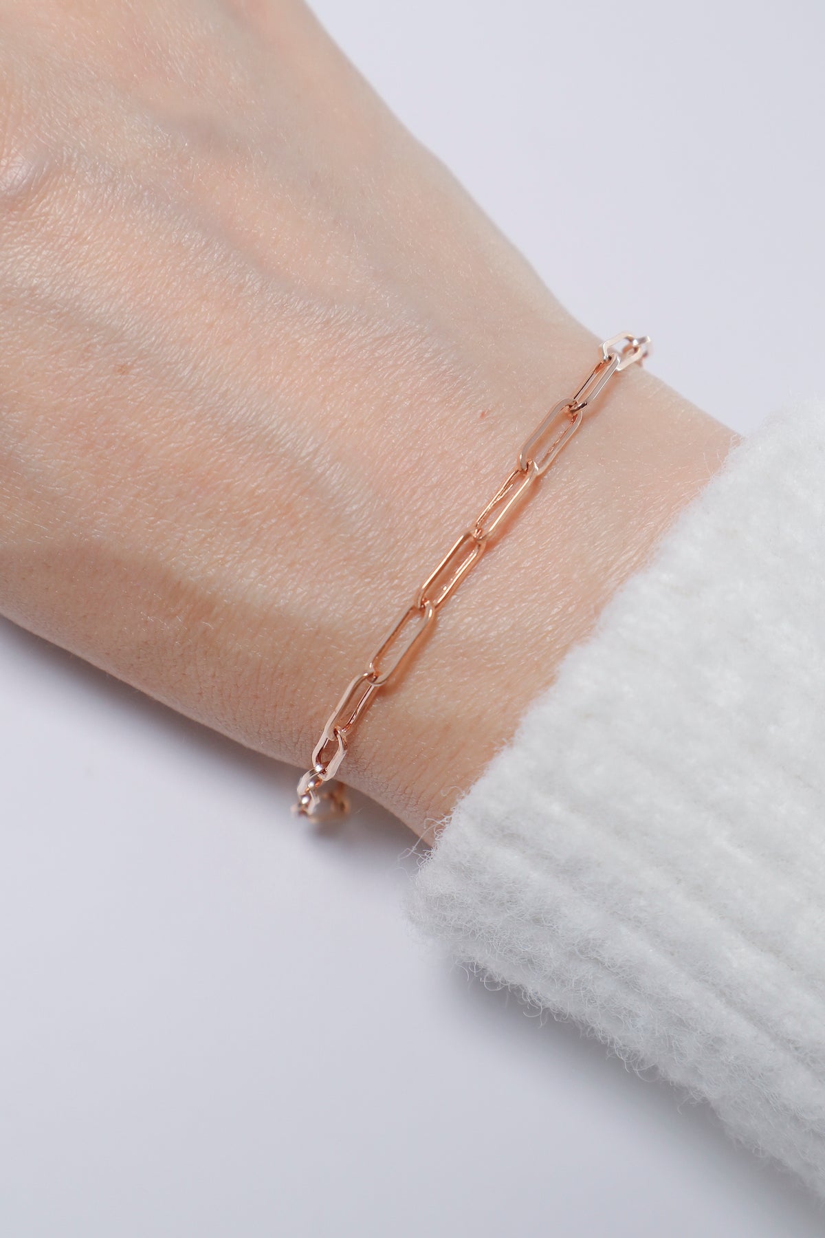 14K Solid Gold Paper Clip 8mm Bracelet - Pretty At Sam