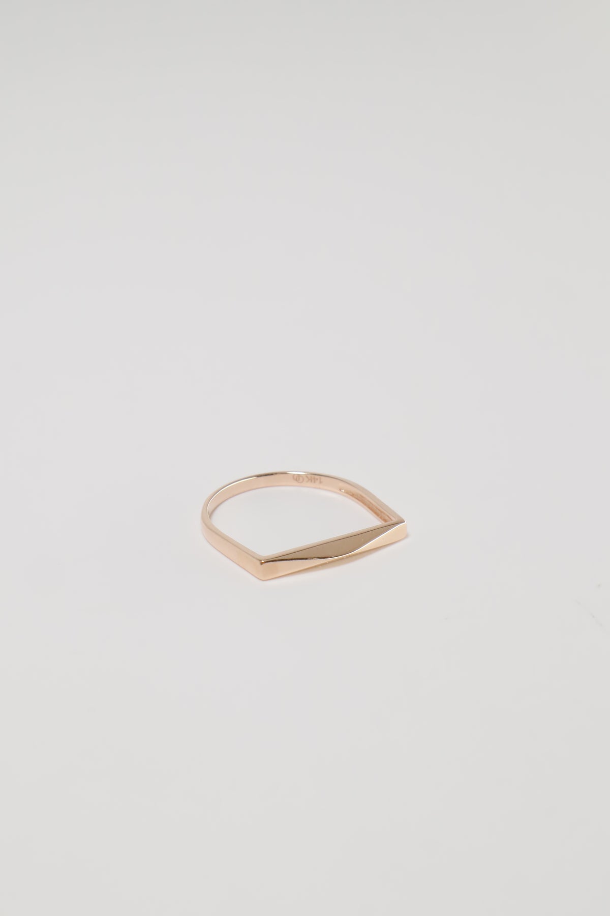 14K Solid Gold Square Diamond Cut Stackable Ring - Pretty At Sam