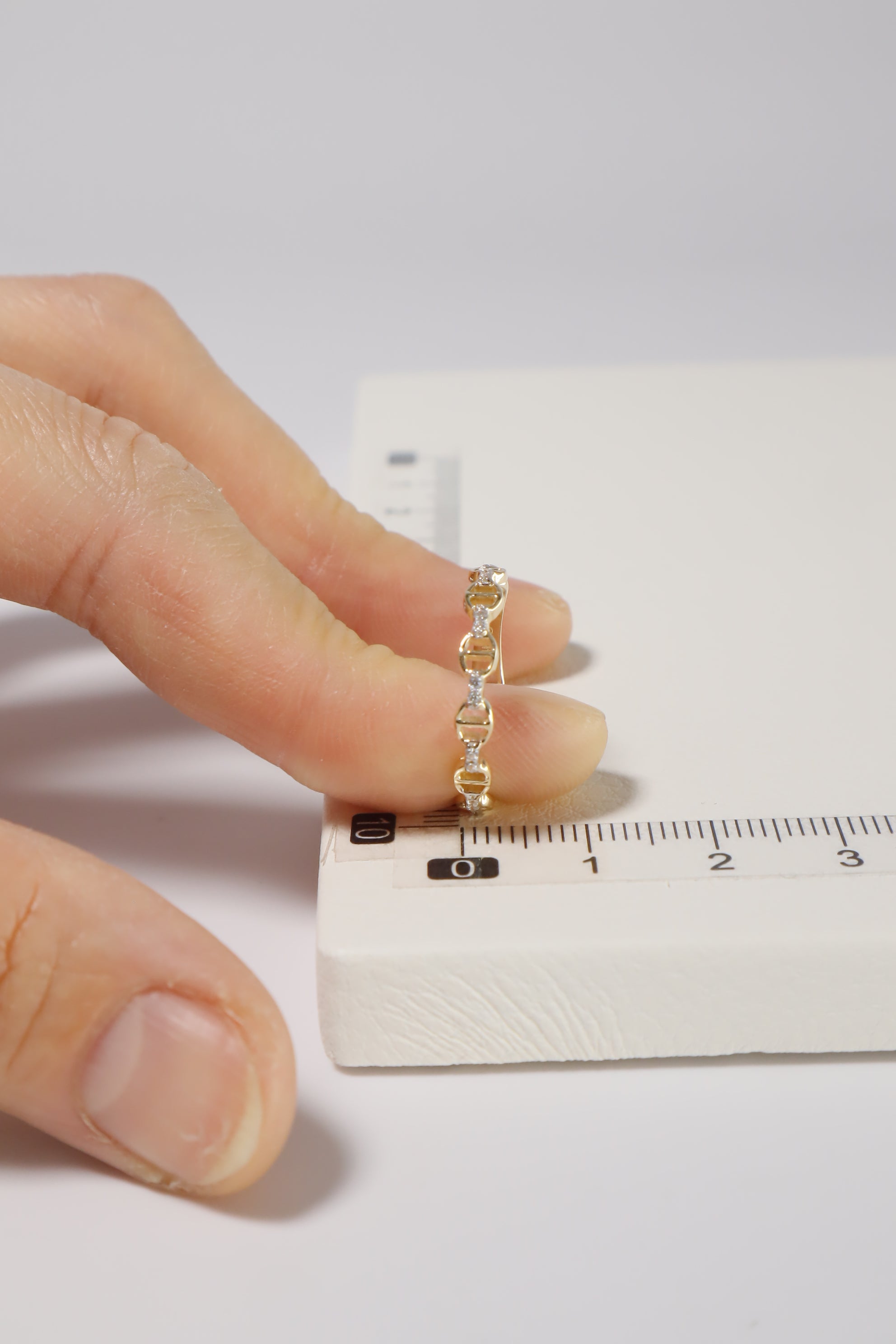 14K Solid Gold CZ M H Chain CZ Ring - Pretty At Sam