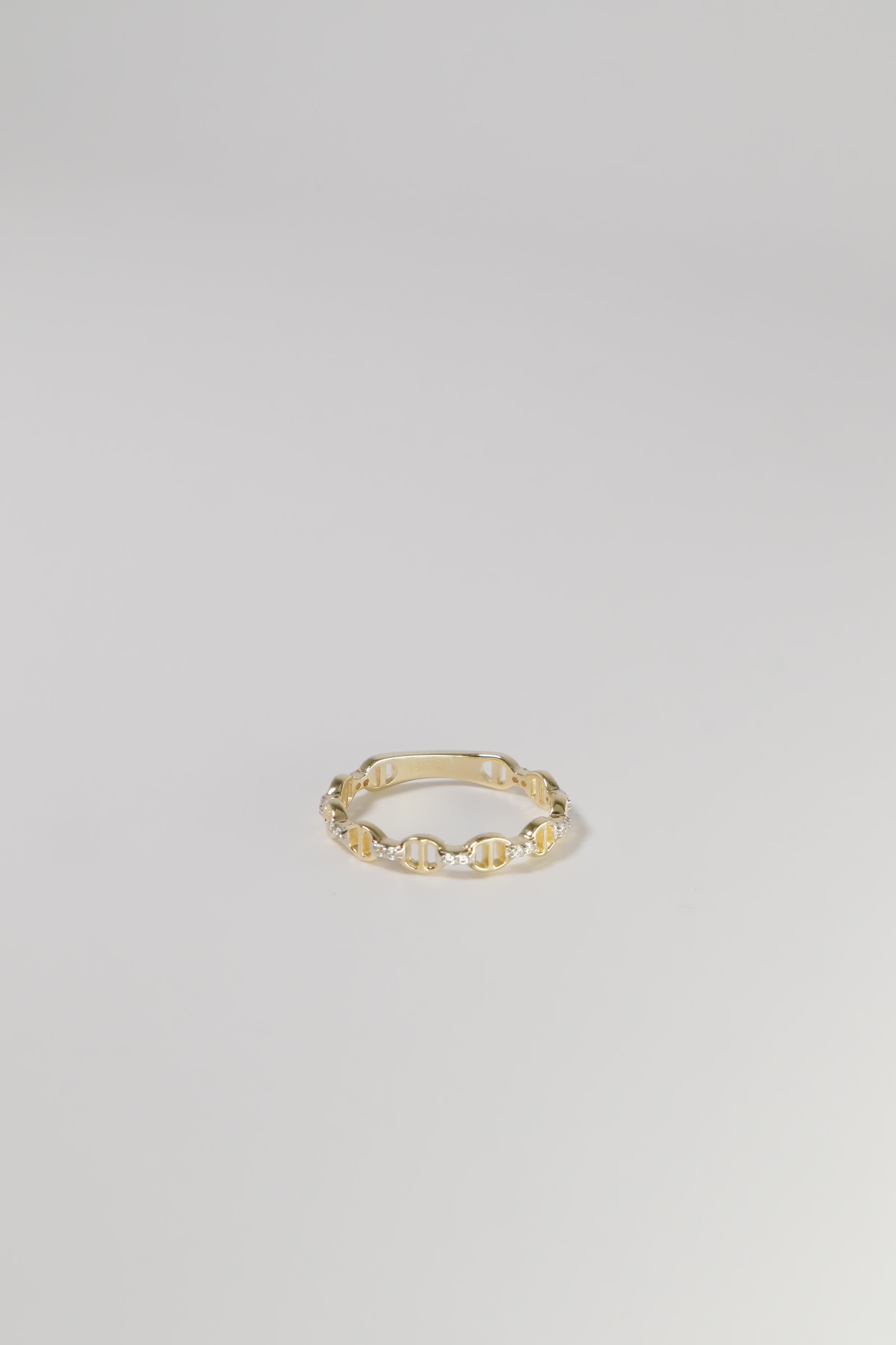 14K Solid Gold CZ M H Chain CZ Ring - Pretty At Sam