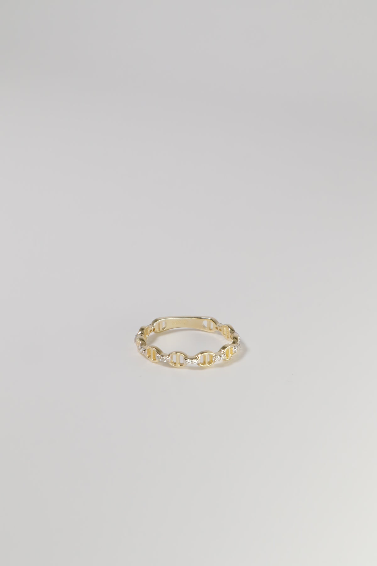 14K Solid Gold CZ M H Chain CZ Ring - Pretty At Sam