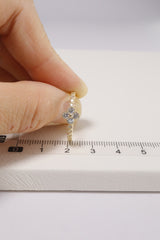 14K Solid Gold CZ Clover Bezel Setting Ring - Pretty At Sam