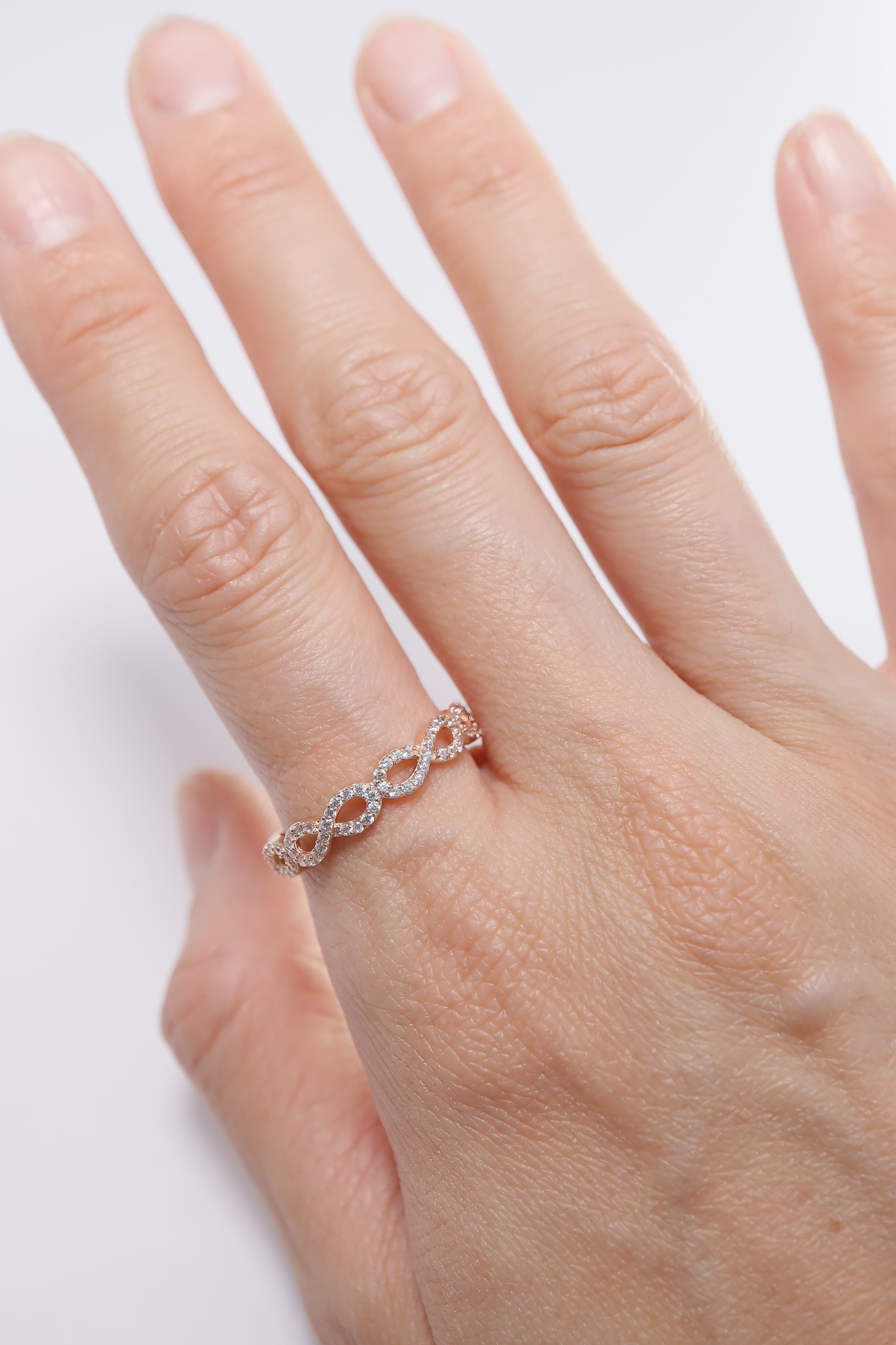 14K Solid Gold CZ Infinity Eternal Ring - Pretty At Sam