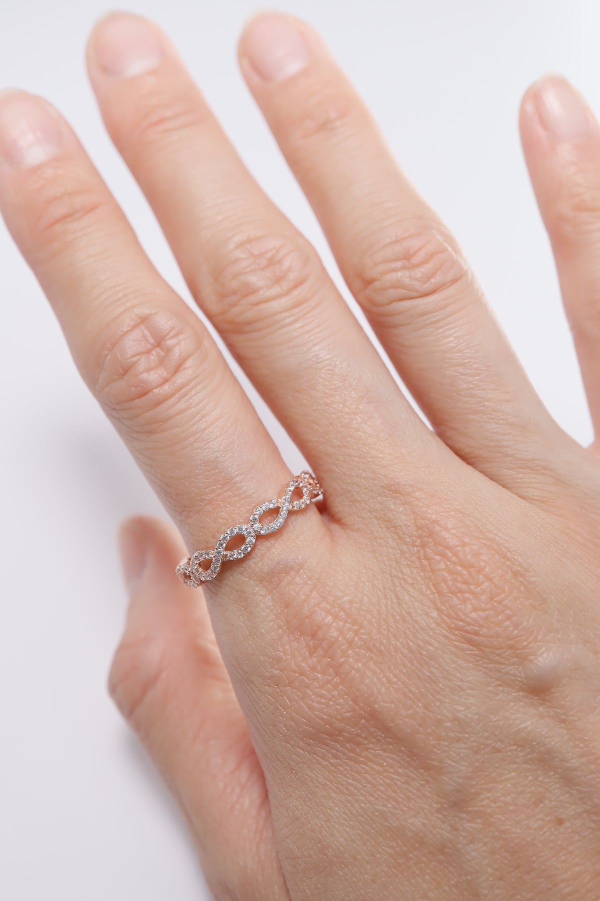 14K Solid Gold CZ Infinity Eternal Ring - Pretty At Sam