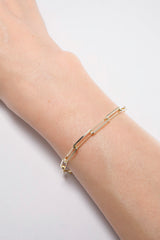 14K Solid Gold Paper Clip 1.4mm Bracelet - Pretty At Sam