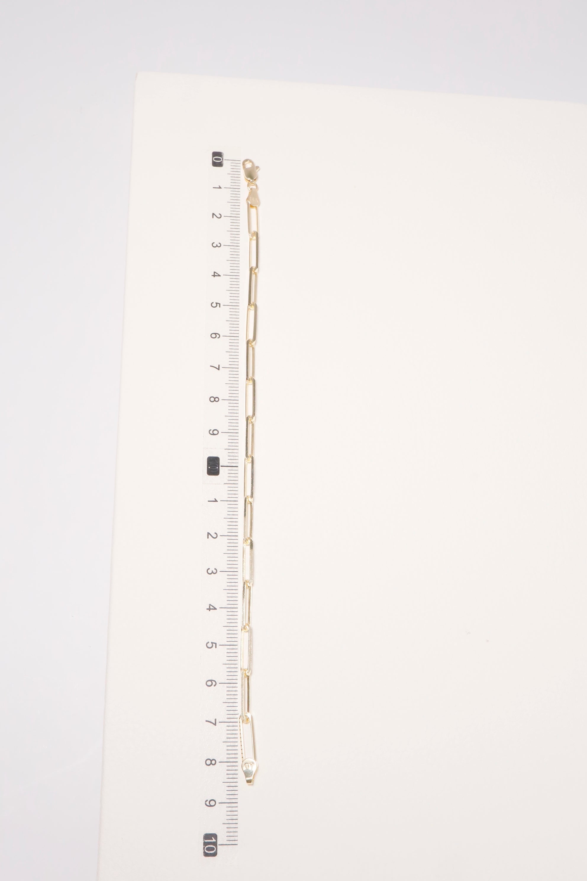 14K Solid Gold Paper Clip 1.4mm Bracelet - Pretty At Sam