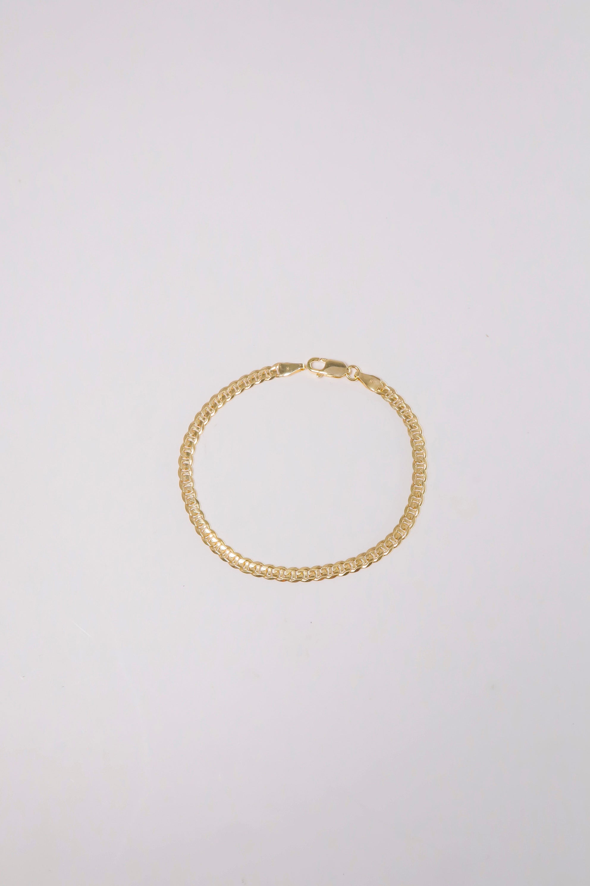 14K Solid Gold Marina Chain Lobster Clasp Bracelet - Pretty At Sam