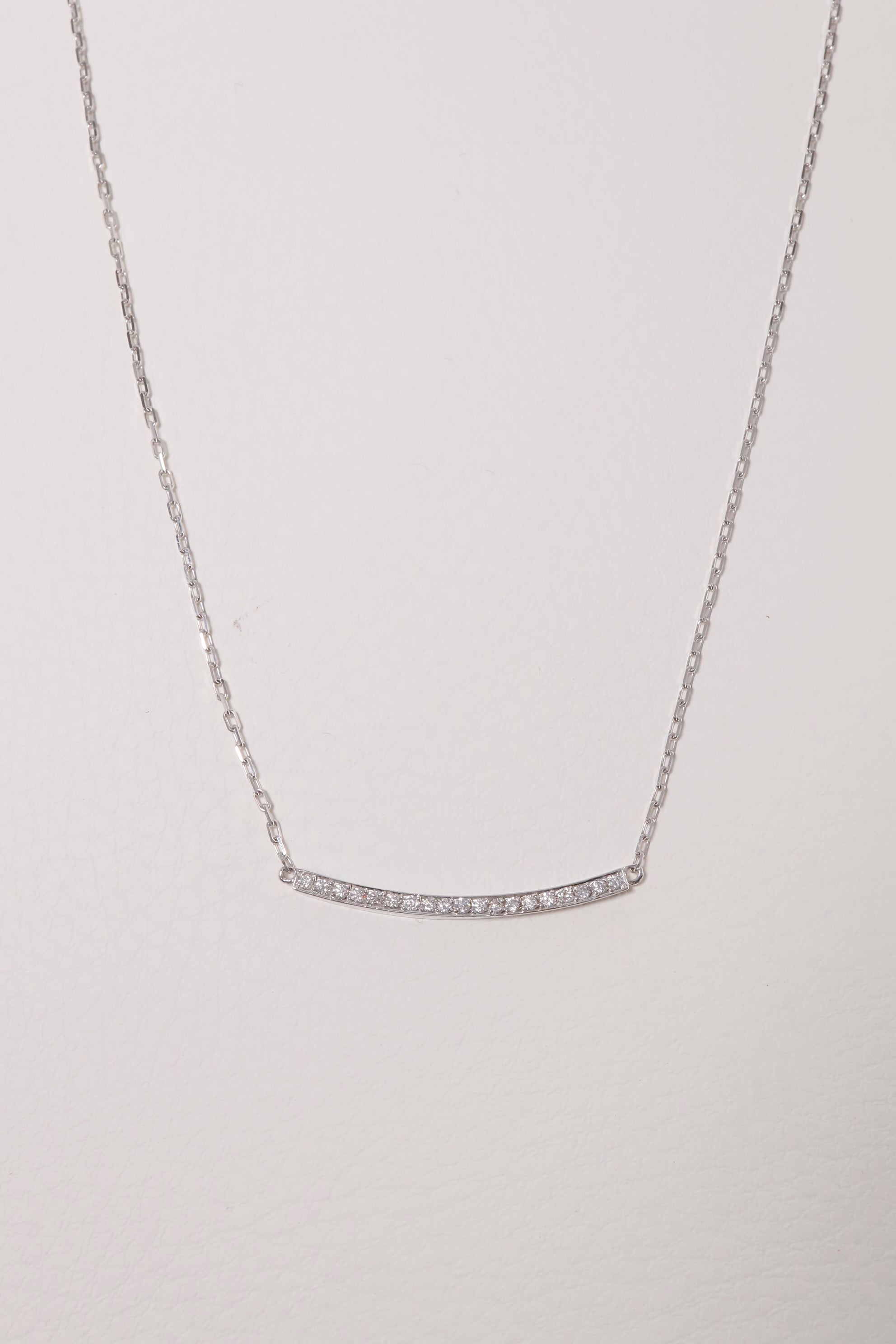 14k Solid Gold Natural Diamond Smile Curve Pave Necklace - Pretty At Sam