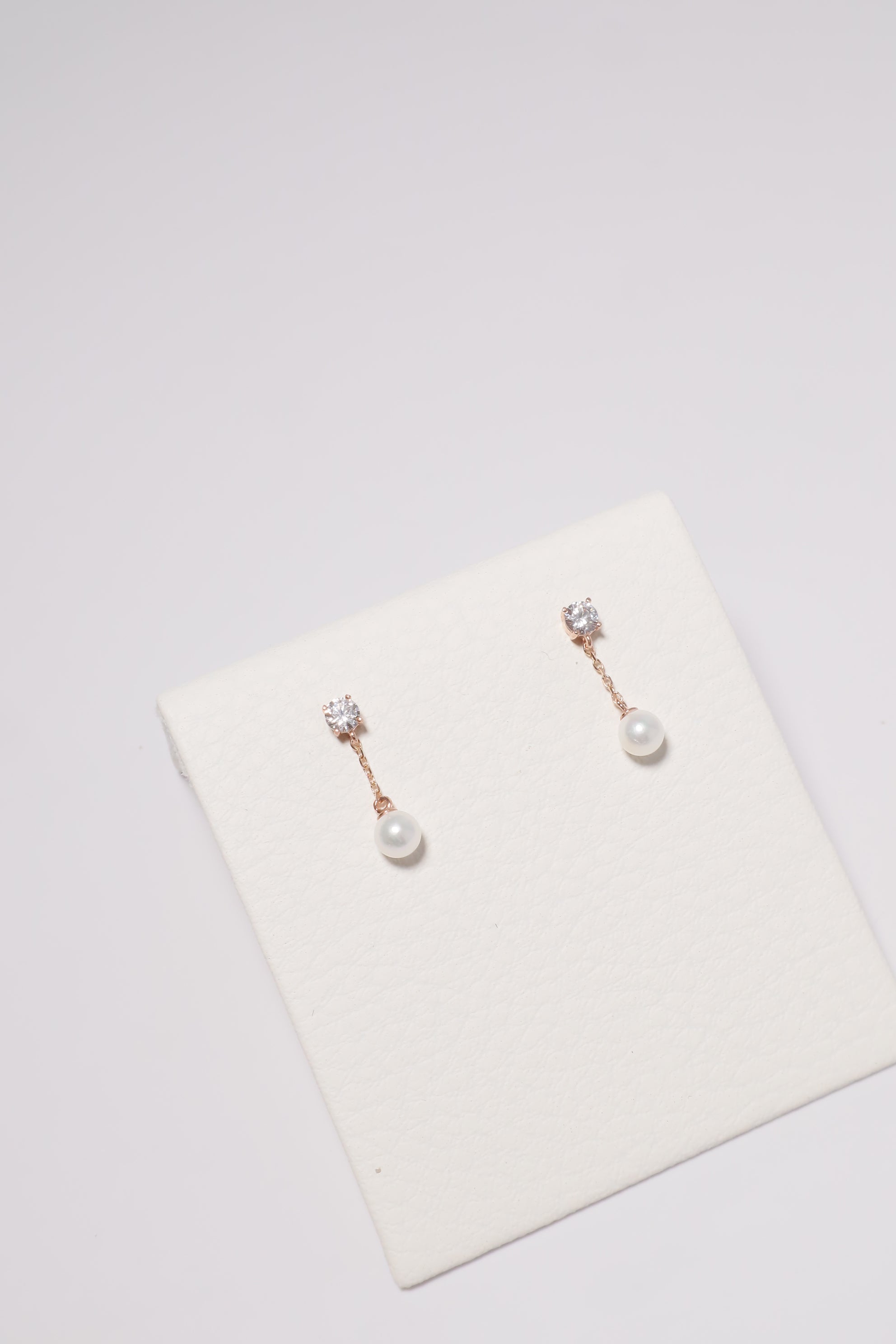 14K Solid Gold CZ Pearl Drop Earring - Pretty At Sam