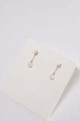 14K Solid Gold CZ Pearl Drop Earring - Pretty At Sam