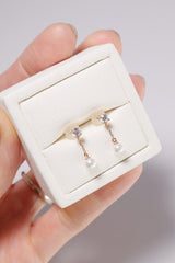 14K Solid Gold CZ Pearl Drop Earring - Pretty At Sam