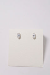 14K Solid Gold CZ 8mm Narrow Marquise Stud Earring