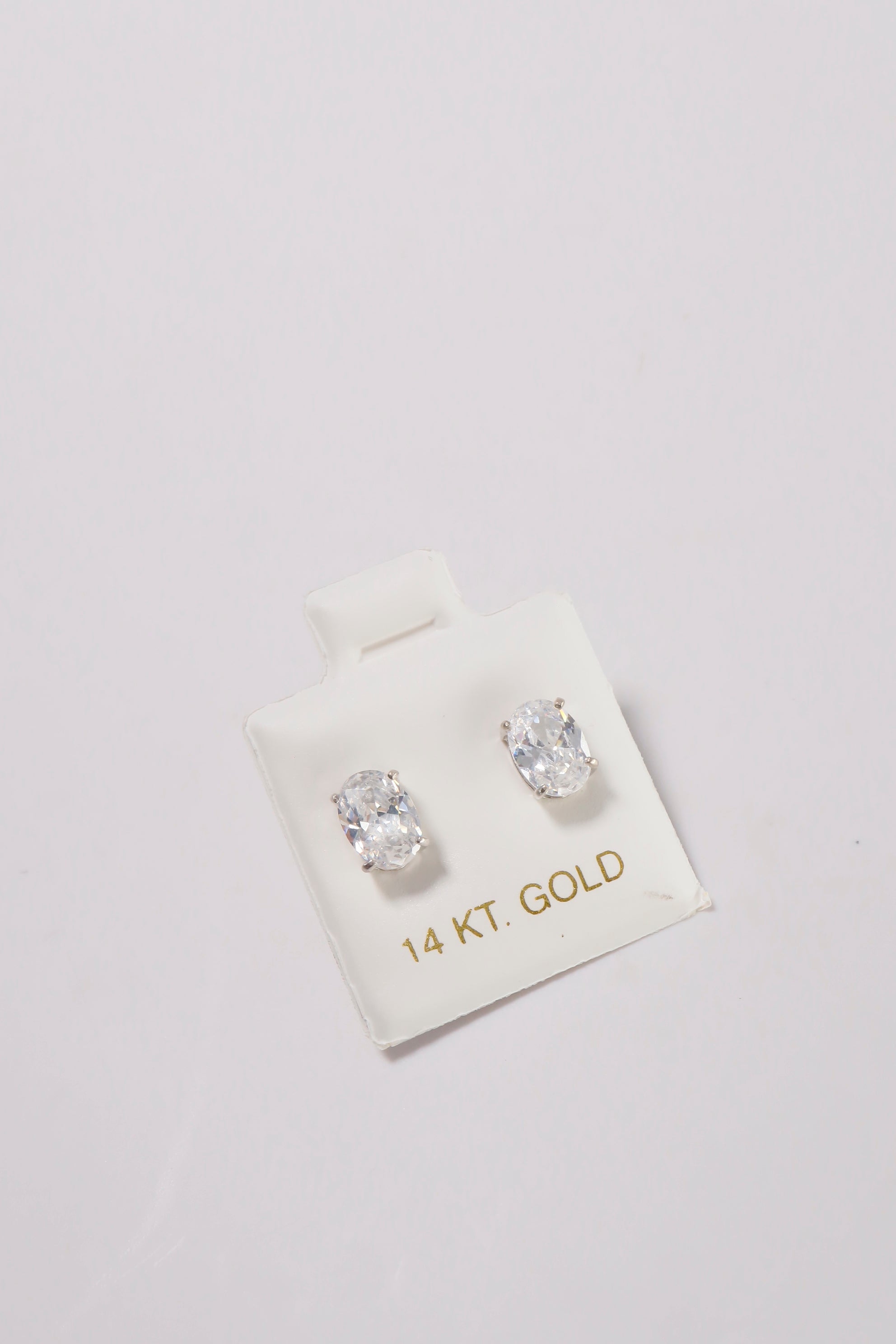 14K Solid Gold CZ 8mm Elongated Cushion Stone Stud Earring - Pretty At Sam