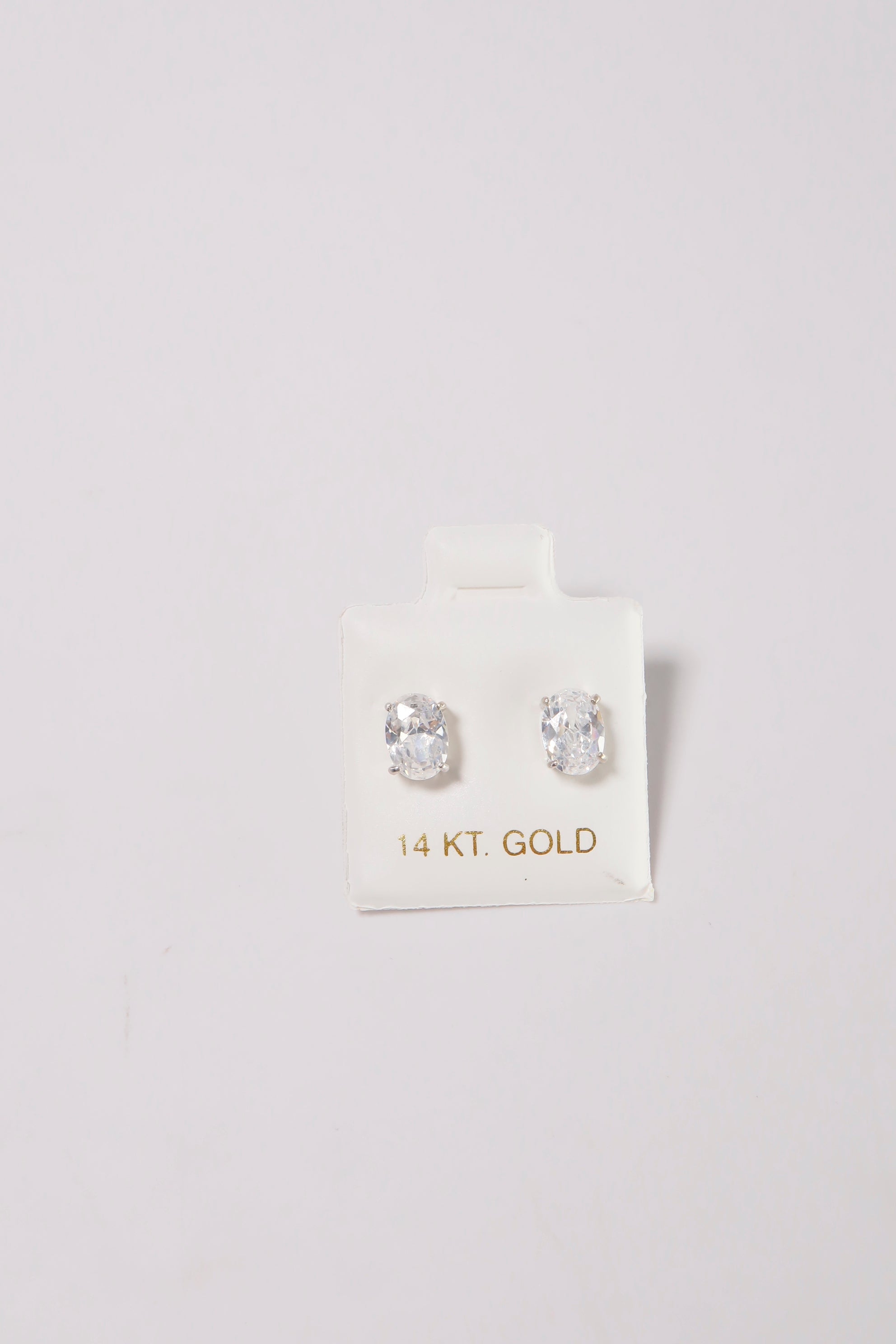14K Solid Gold CZ 8mm Elongated Cushion Stone Stud Earring - Pretty At Sam