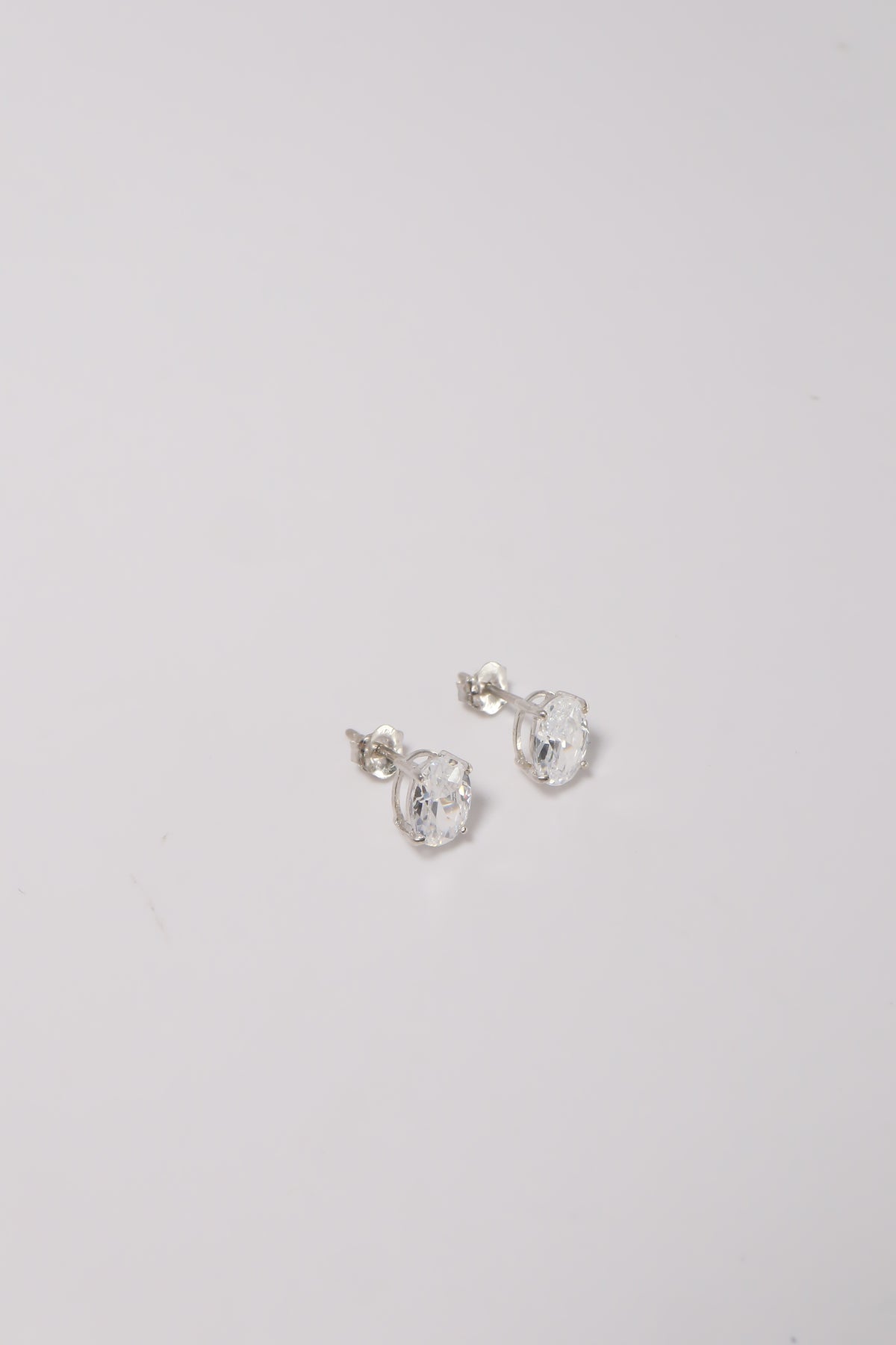 14K Solid Gold CZ 8mm Elongated Cushion Stone Stud Earring - Pretty At Sam