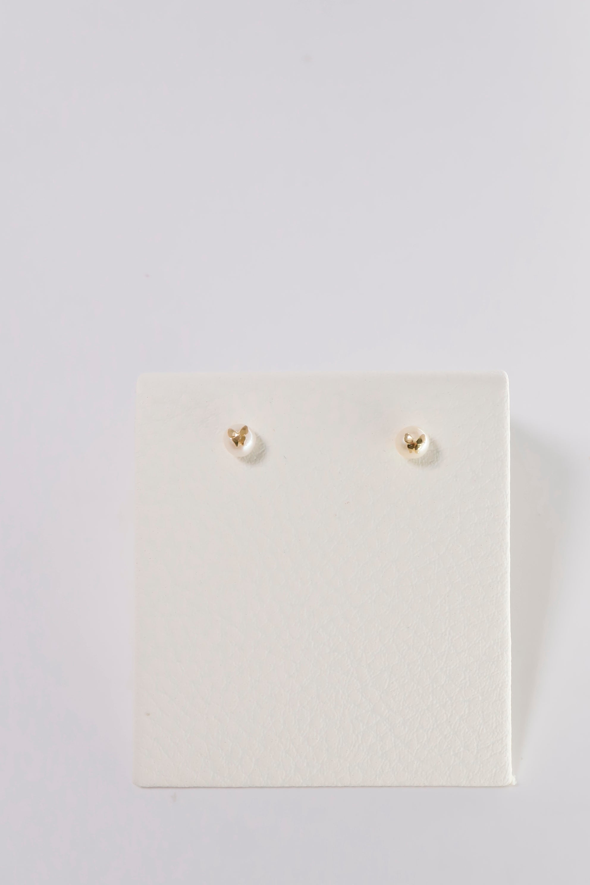 14K Solid Gold Natural Pearl Butterfly Screw Back Earring - Pretty At Sam