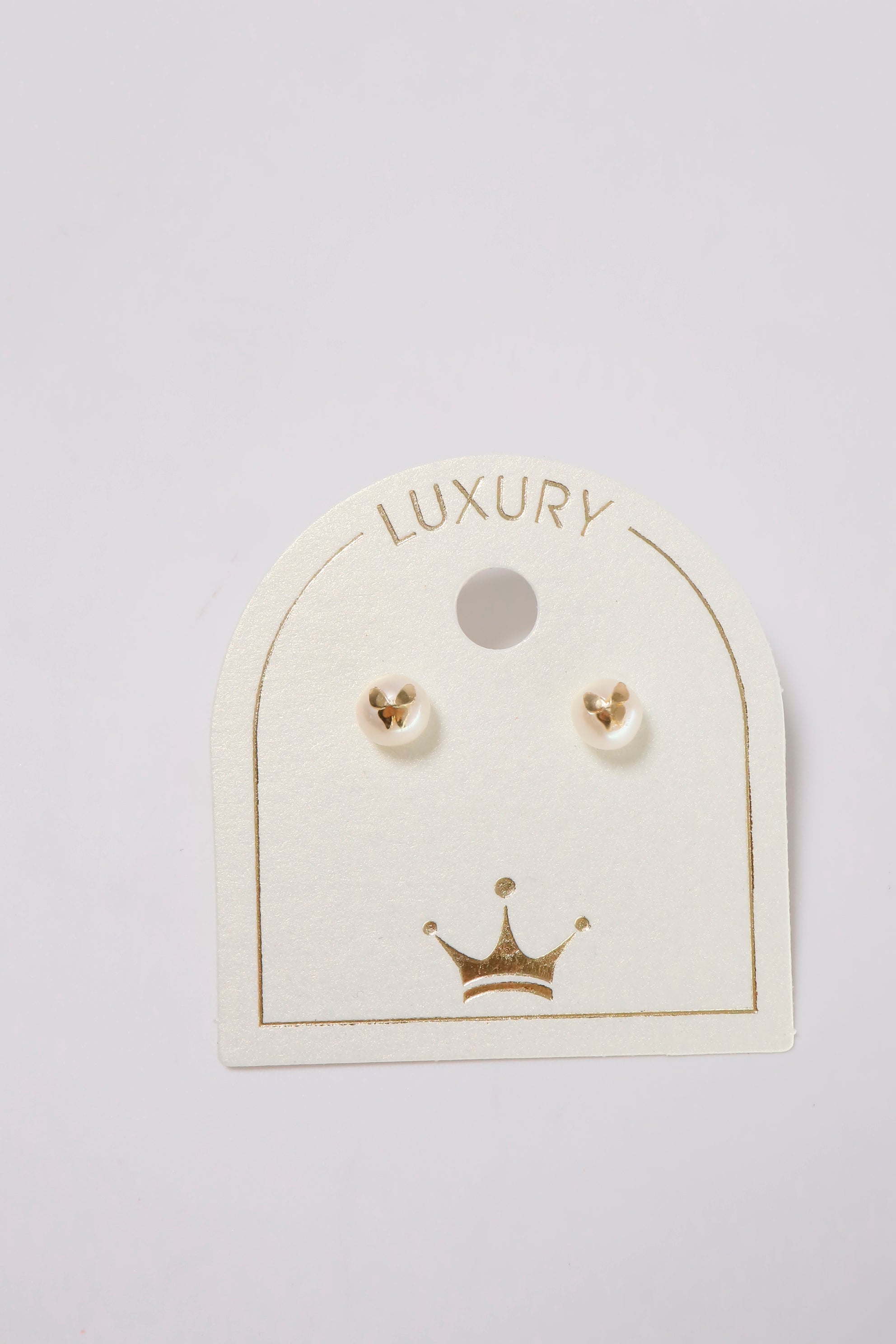 14K Solid Gold Natural Pearl Butterfly Screw Back Earring - Pretty At Sam