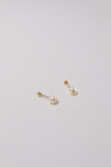 14K Solid Gold Natural Pearl Butterfly Screw Back Earring - Pretty At Sam