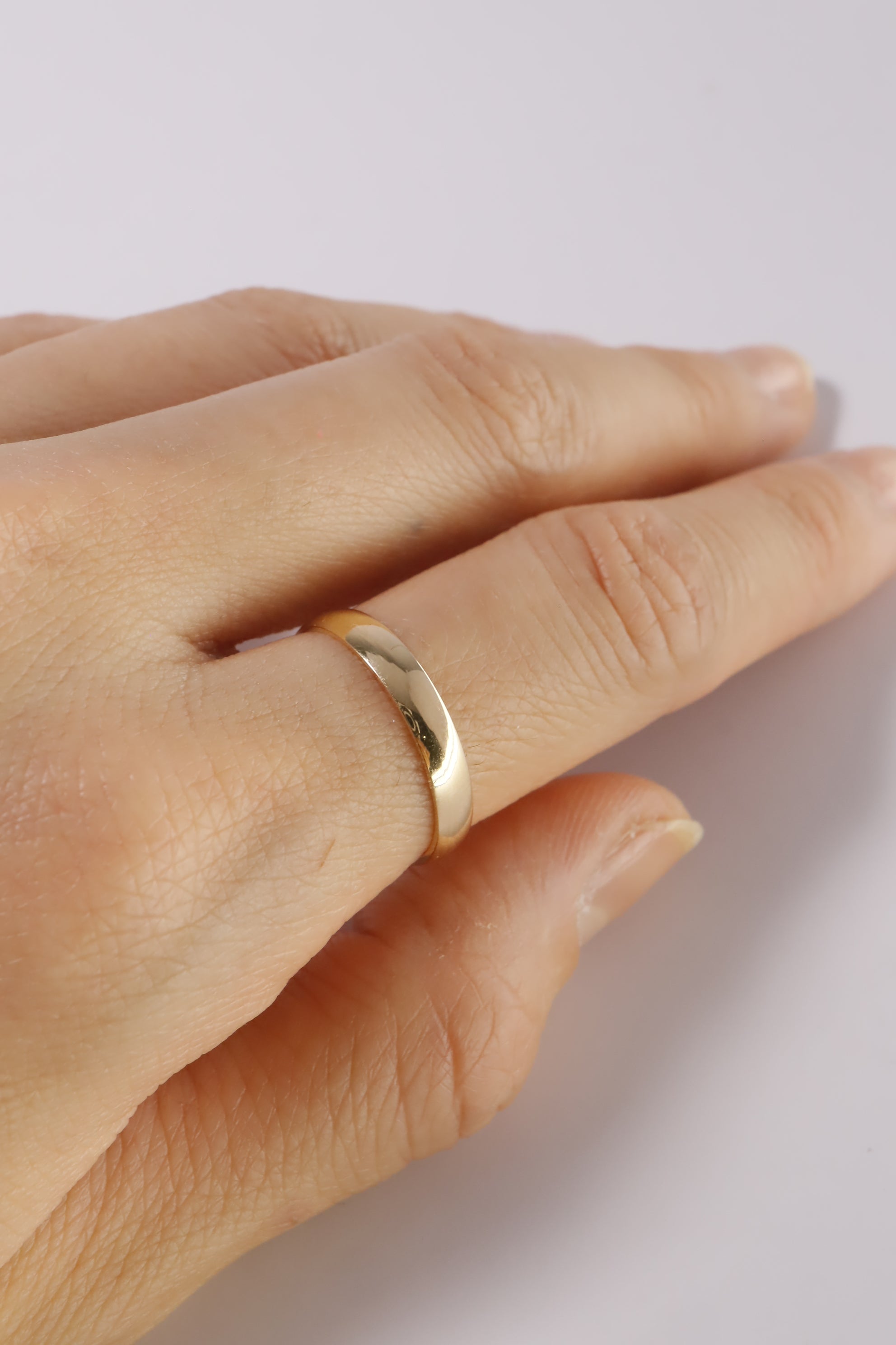 14K Solid Gold 3mm Simple Round Cut Couple Ring - Pretty At Sam