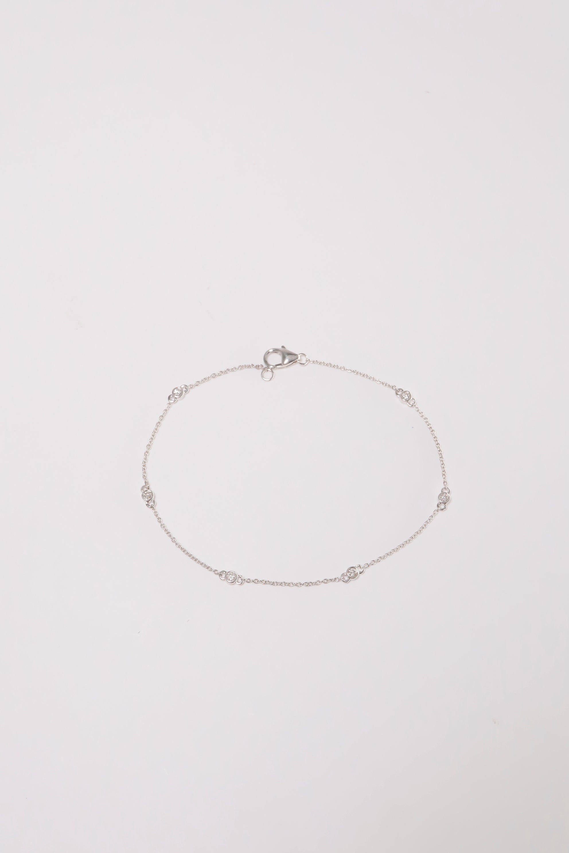 14K Solid Gold Natural Diamond Bezel Setting Chain Linked Bracelet - Pretty At Sam