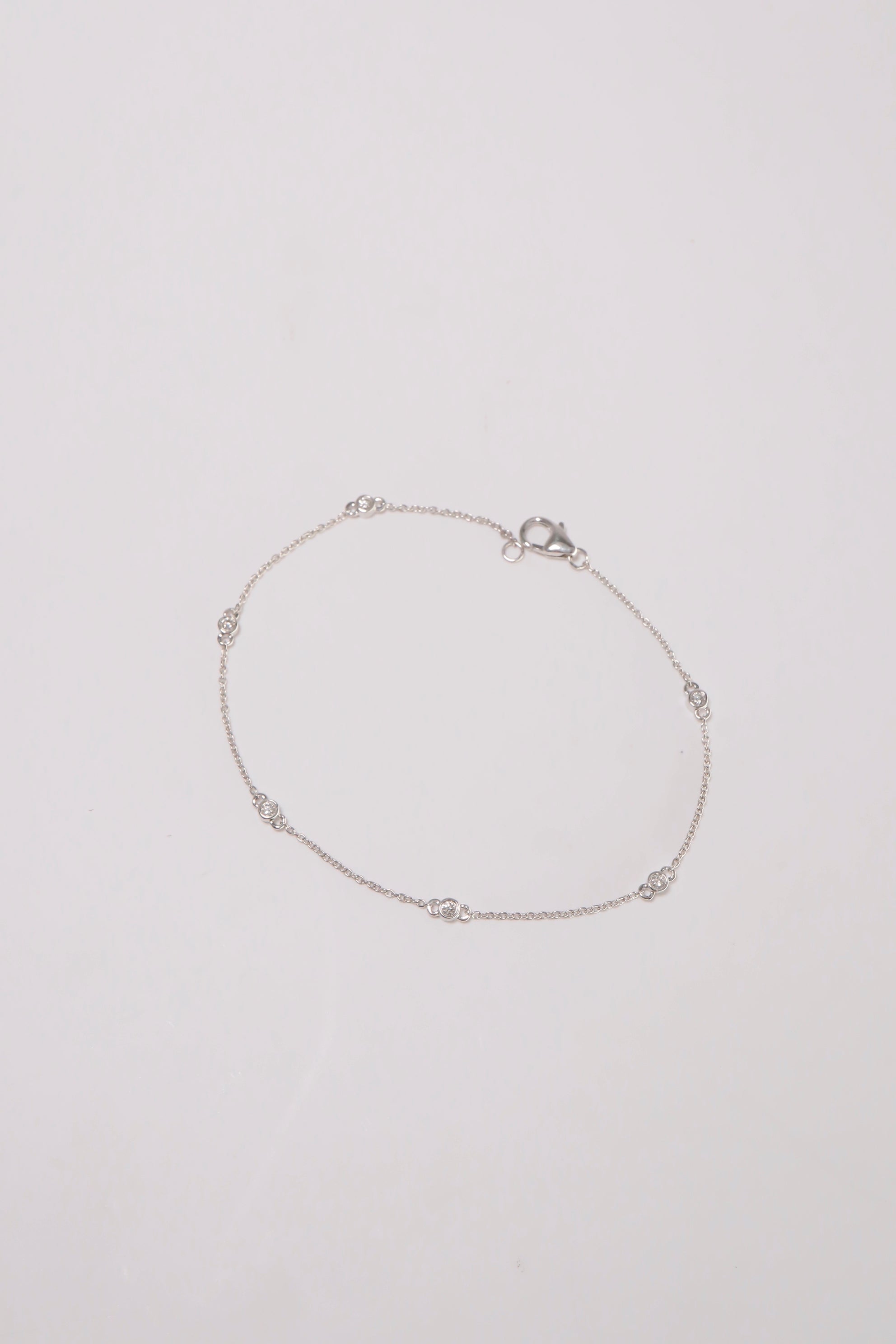 14K Solid Gold Natural Diamond Bezel Setting Chain Linked Bracelet - Pretty At Sam