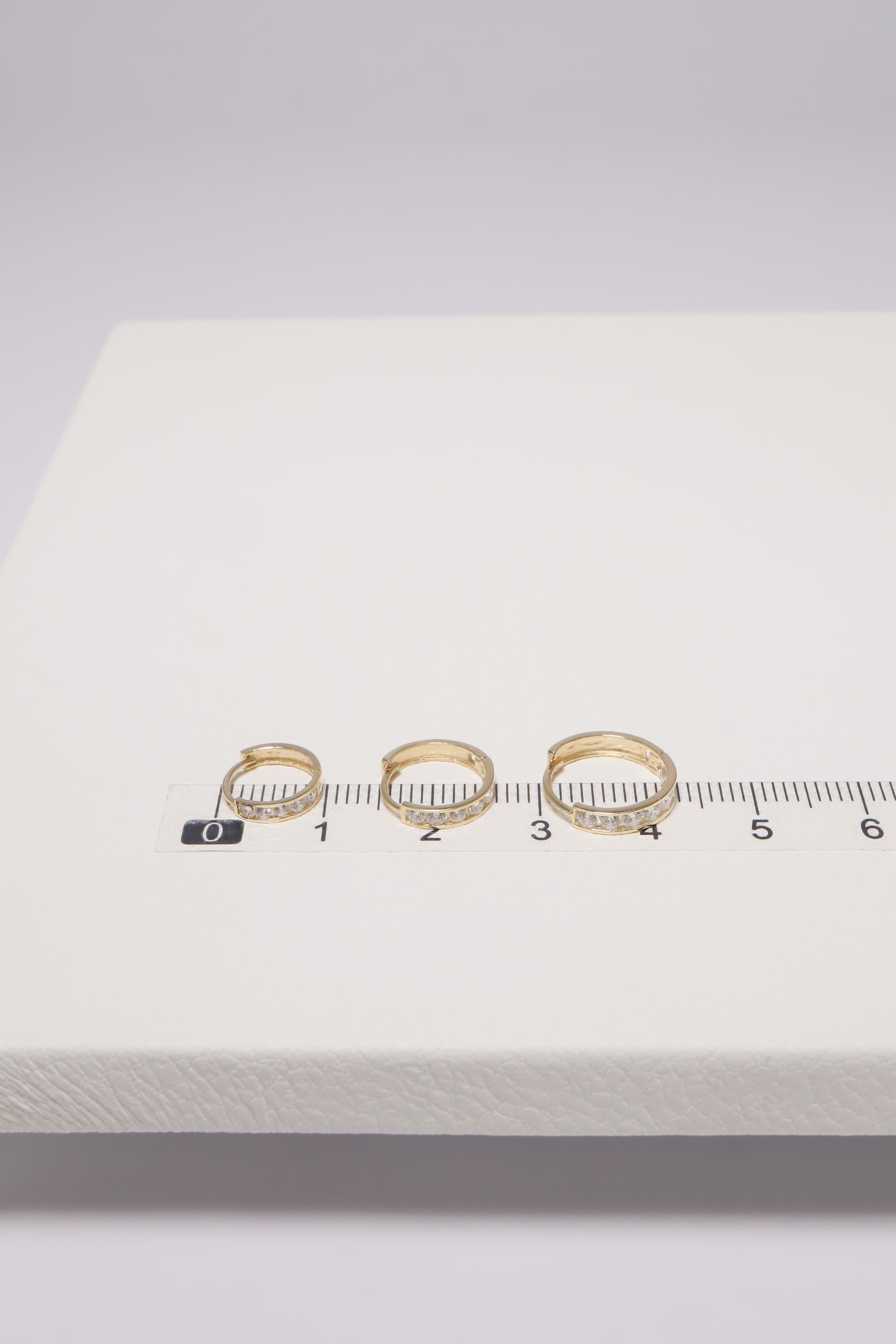 14K Solid Gold 11MM CZ Channel Setting Hoop Earring - Pretty At Sam
