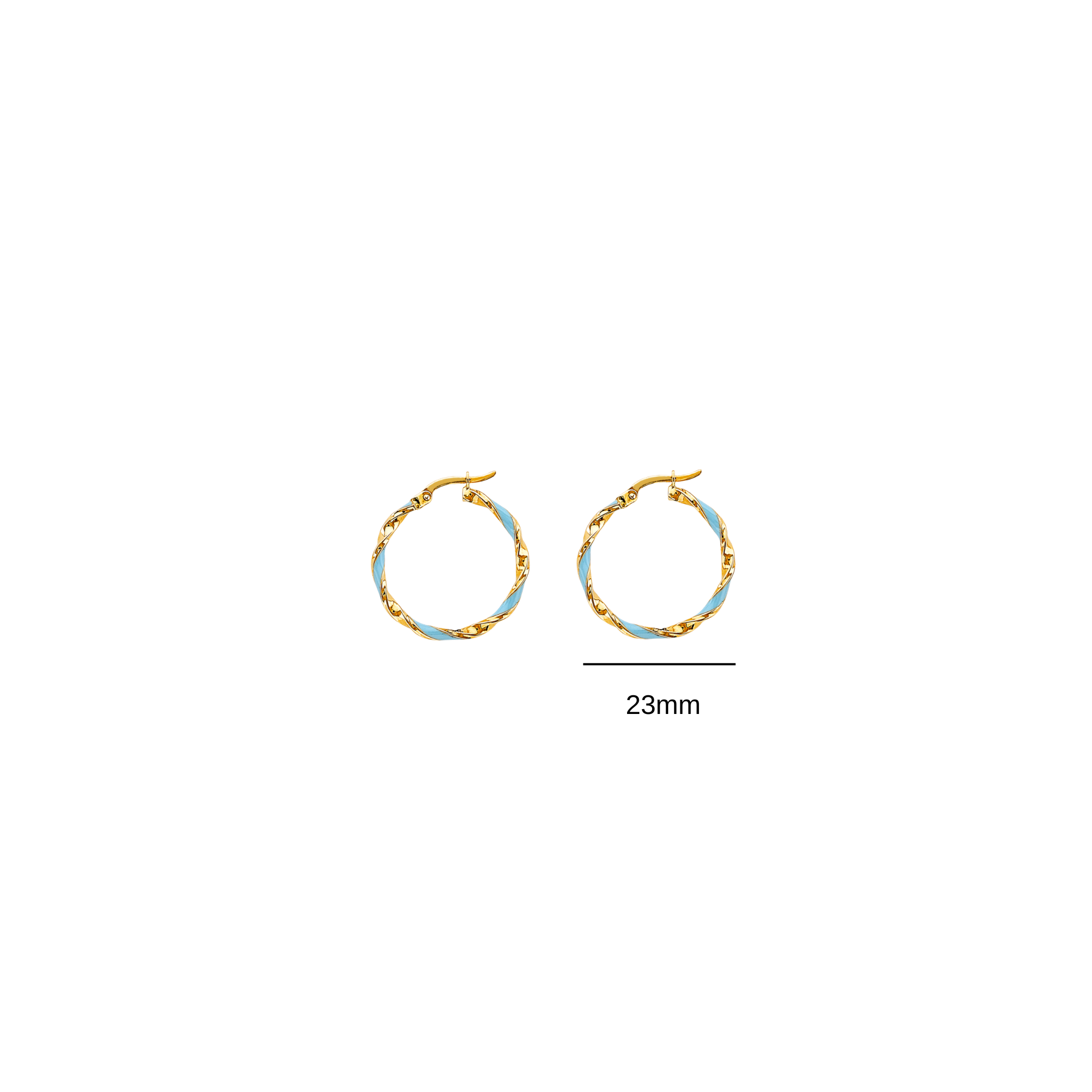 23mm 14k yellow gold enamel hoops with latch back closure