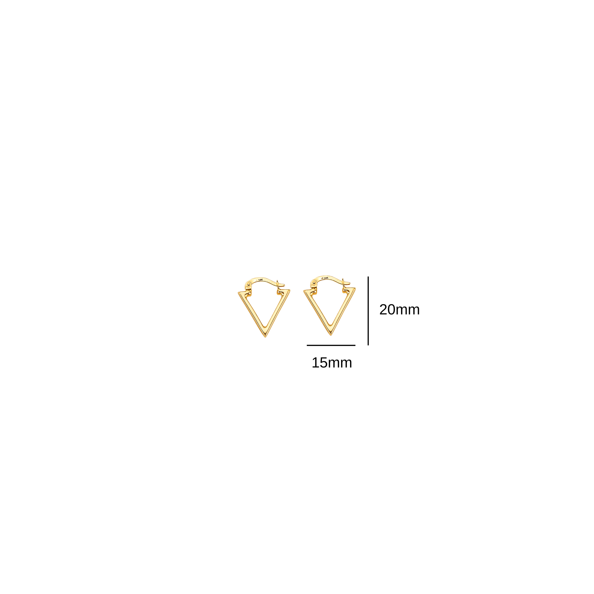 20mm x 15mm solid gold triangle hoops 14k jewelry detail