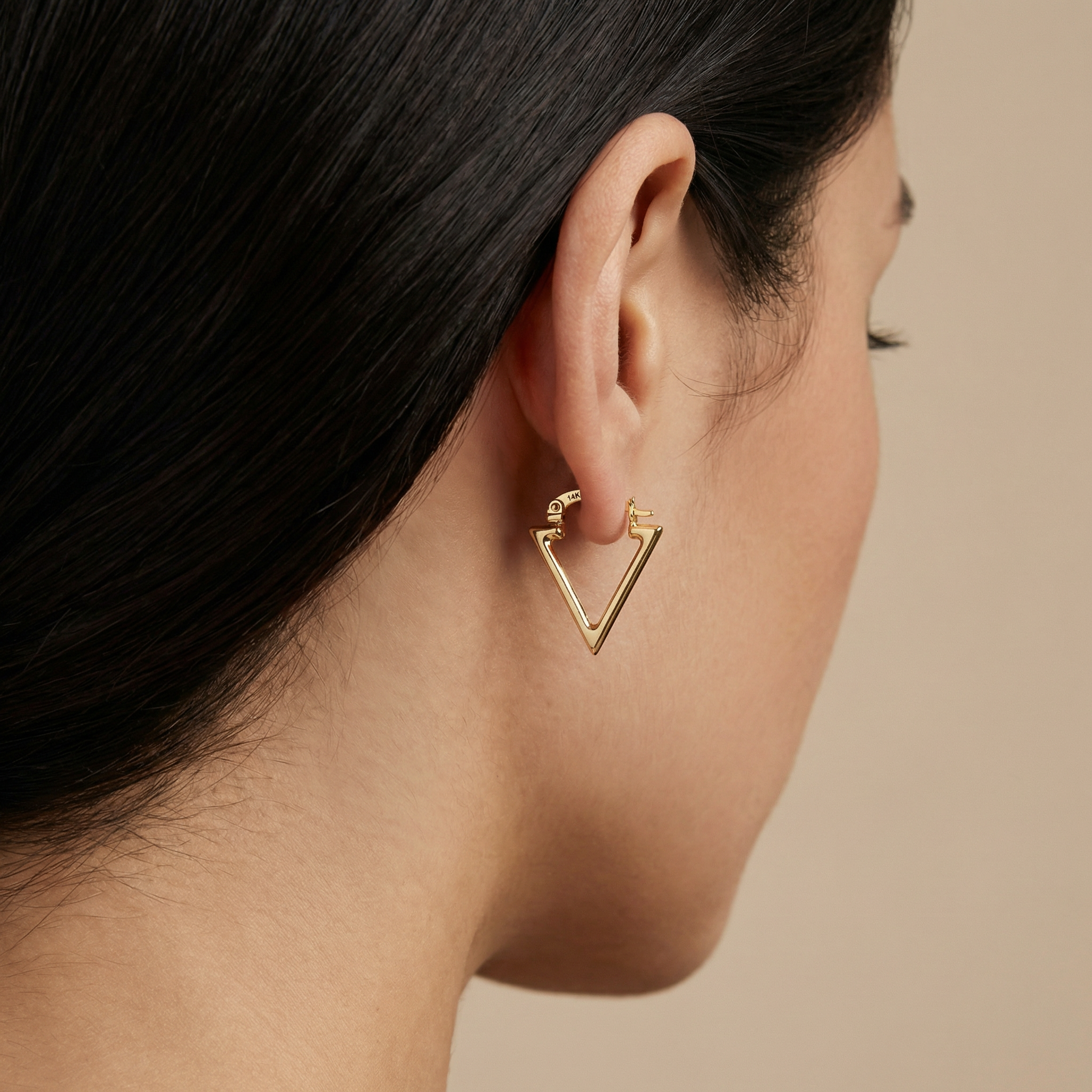 Minimalist architectural gold triangle earrings for everyday wear