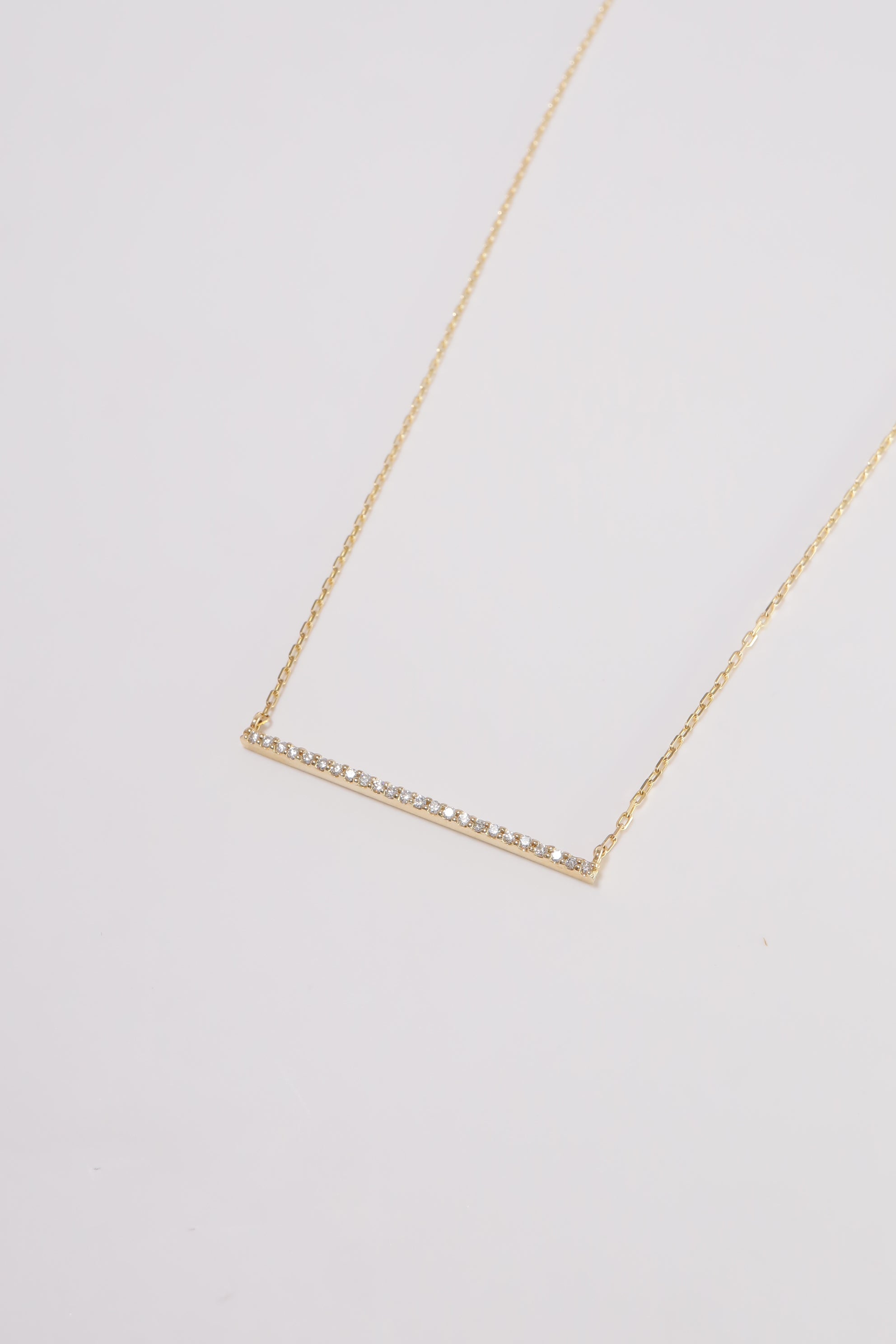 14K Gold Natural Diamond 18" Bar Charm Necklace - Pretty At Sam