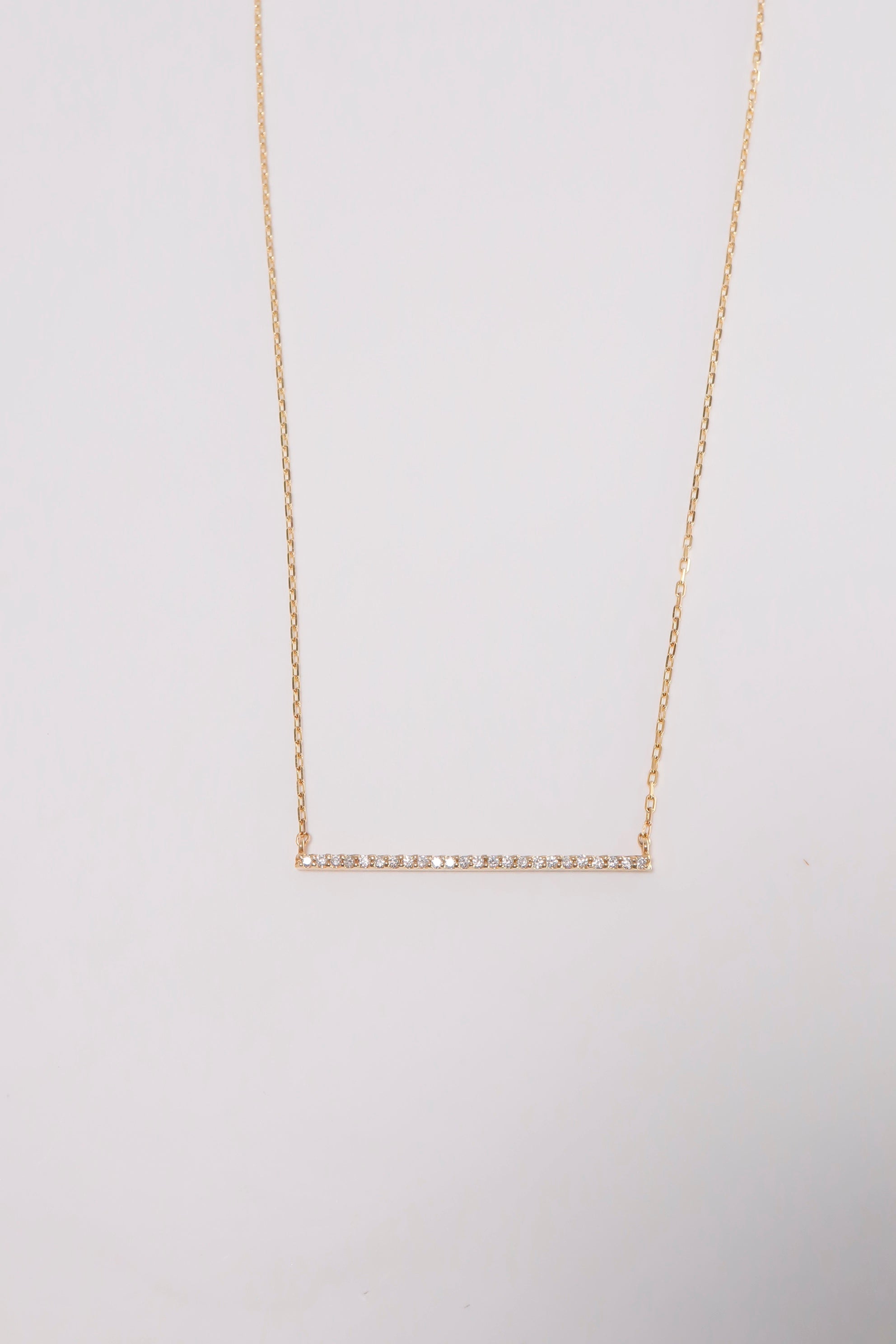 14K Gold Natural Diamond 18" Bar Charm Necklace - Pretty At Sam