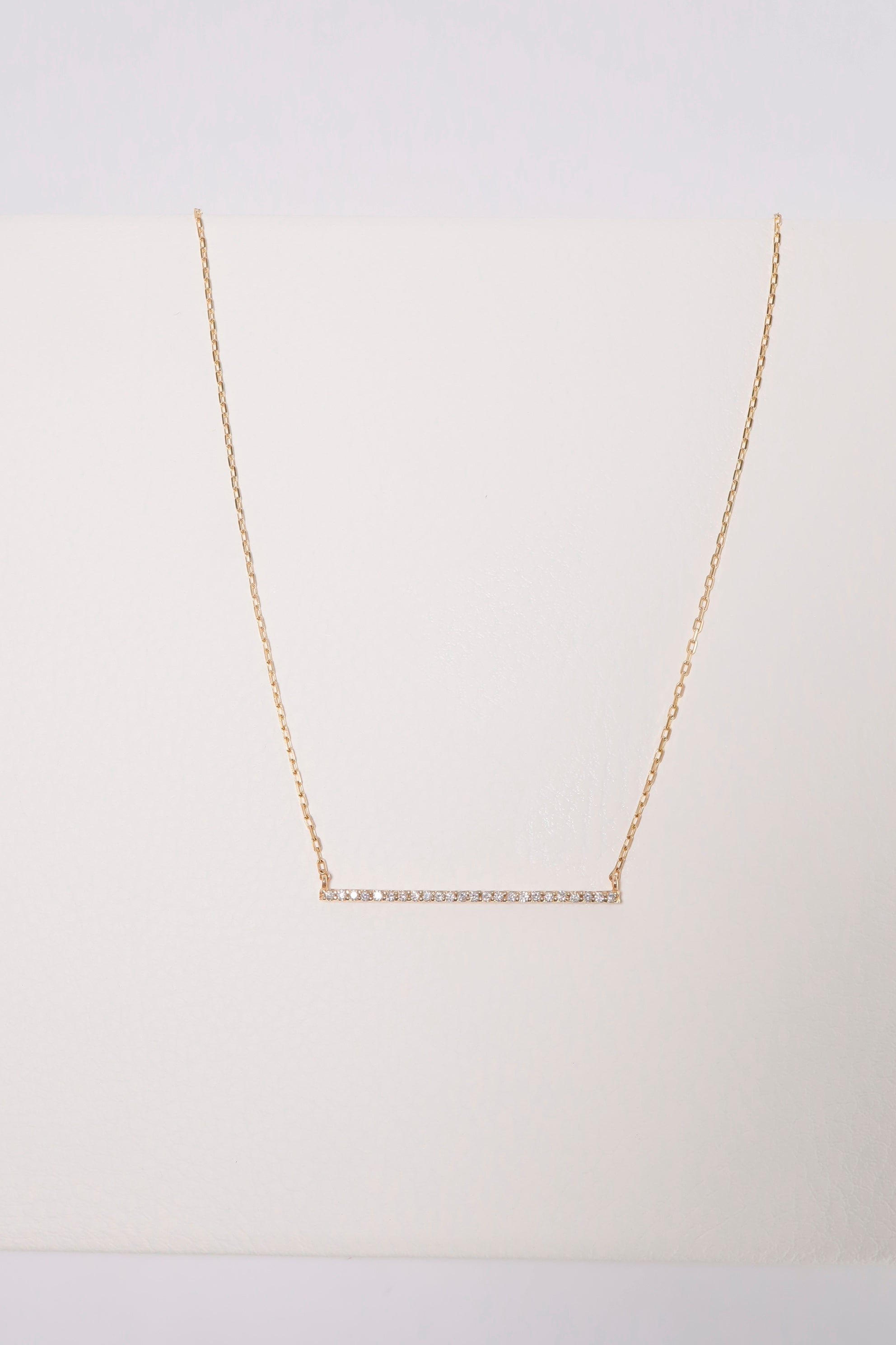 14K Gold Natural Diamond 18" Bar Charm Necklace - Pretty At Sam