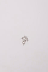 14K Solid White Gold Natural Diamond Cross Necklace Charm - Pretty At Sam
