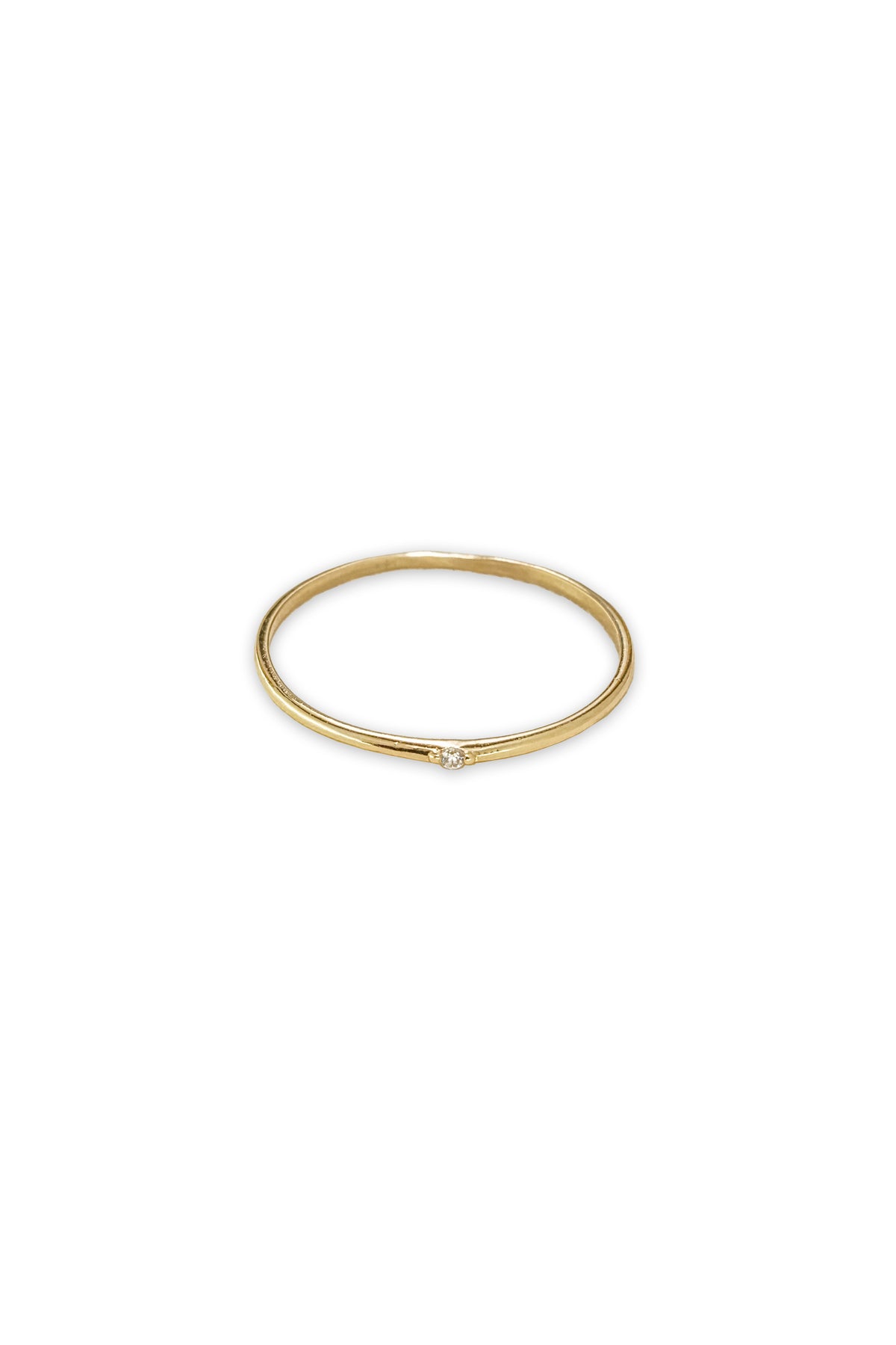 14K Solid Gold CZ Simple Stone Dainty Stackable Ring