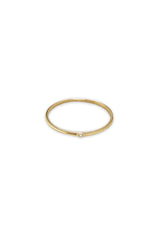 14K Solid Gold CZ Simple Stone Dainty Stackable Ring